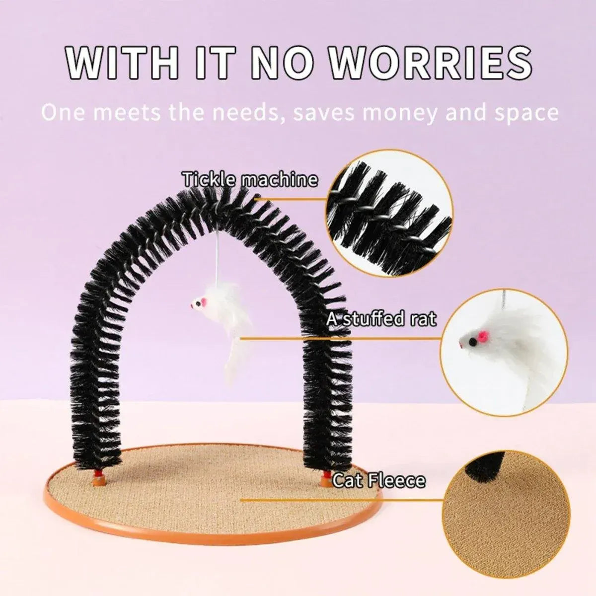Spud Jax Petshop Arch Cat Scrub Brush Pet Grooming Toy Self Groomer Tickle Device for Cats Arch Cat Scrub Brush Pet Grooming Toy Self Groomer Tickle Device for Cats Pet Care > Cat Supplies > Cat Scratchers