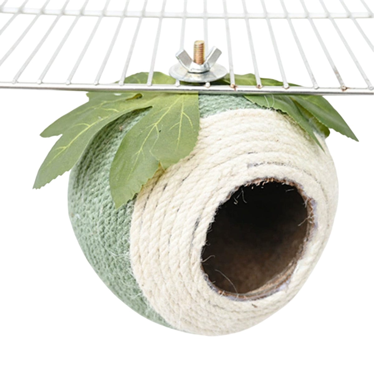Spud Jax Petshop Bird Nest Parrot Nest Coconut Shell Braided Twine Colourful Cage Hanging Bed - White-Brown-Screw Model Bird Nest Parrot Nest Coconut Shell Braided Twine Colourful Cage Hanging Bed - White-Brown-Screw Model Pet Care > Bird > Bird Cage Accessories