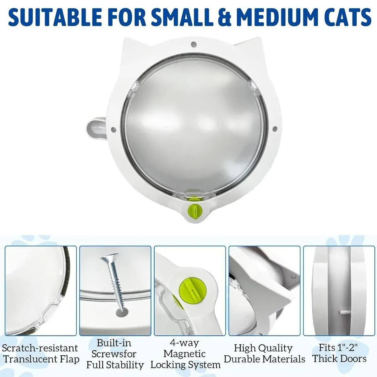 Spud Jax Petshop Cat Ear Pet Door for Cats and Dogs Easy In and Out Access Durable Pet Supplies - White Cat Ear Pet Door for Cats and Dogs Easy In and Out Access Durable Pet Supplies - White Pet Care > Dog Supplies > Cat & Dog Flaps