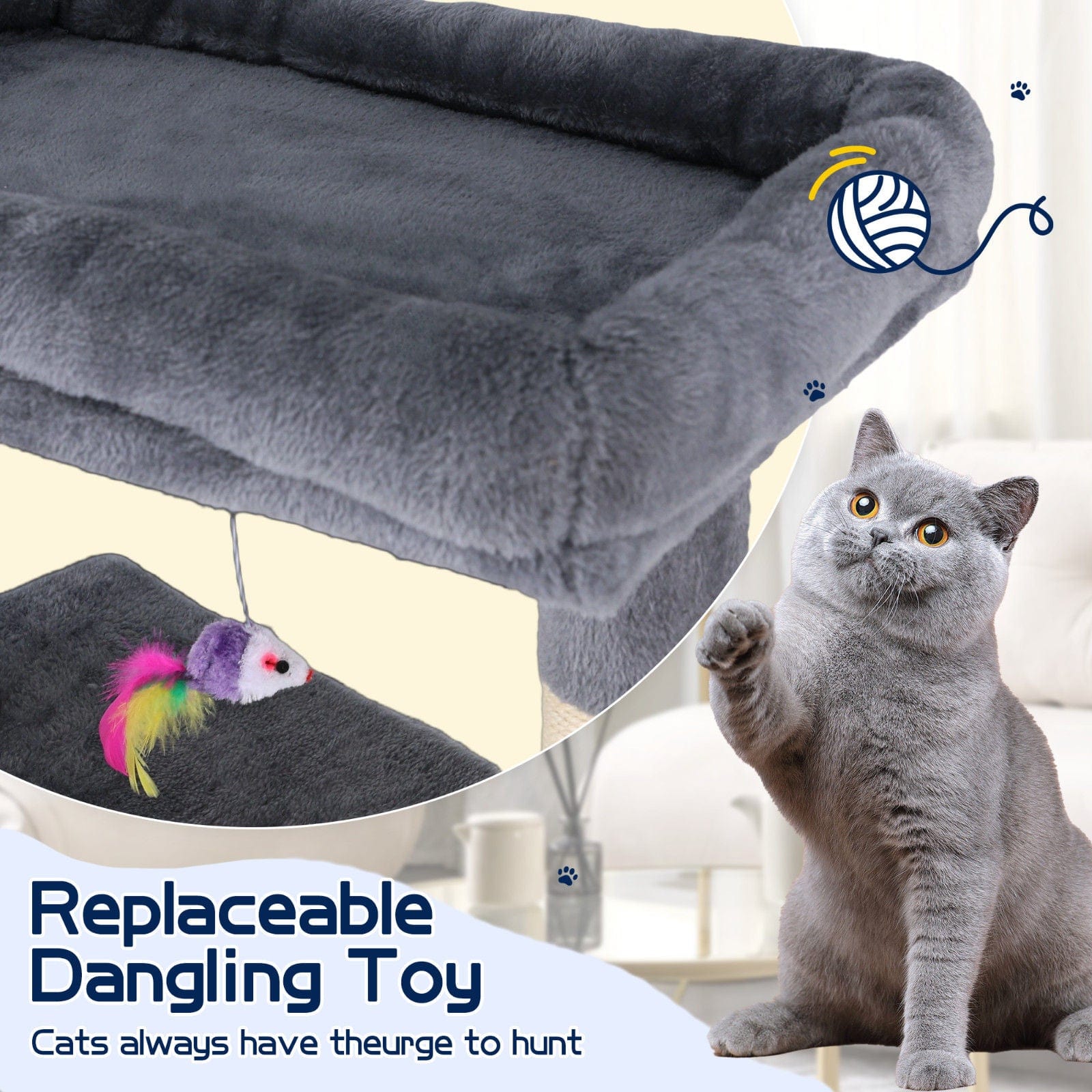 Spud Jax Petshop Cat Tower Tree Condo Scratching Post Dark Grey 142cm Cat Tower Tree Condo Scratching Post Dark Grey 142cm Pet Care > Cat Supplies > Cat Scratching Posts