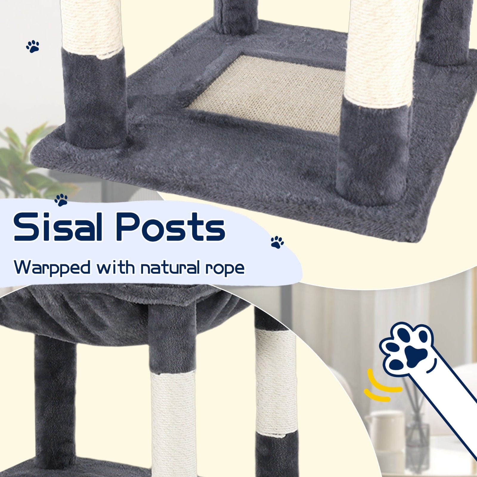 Spud Jax Petshop Cat Tower Tree Condo Scratching Post Dark Grey 142cm Cat Tower Tree Condo Scratching Post Dark Grey 142cm Pet Care > Cat Supplies > Cat Scratching Posts