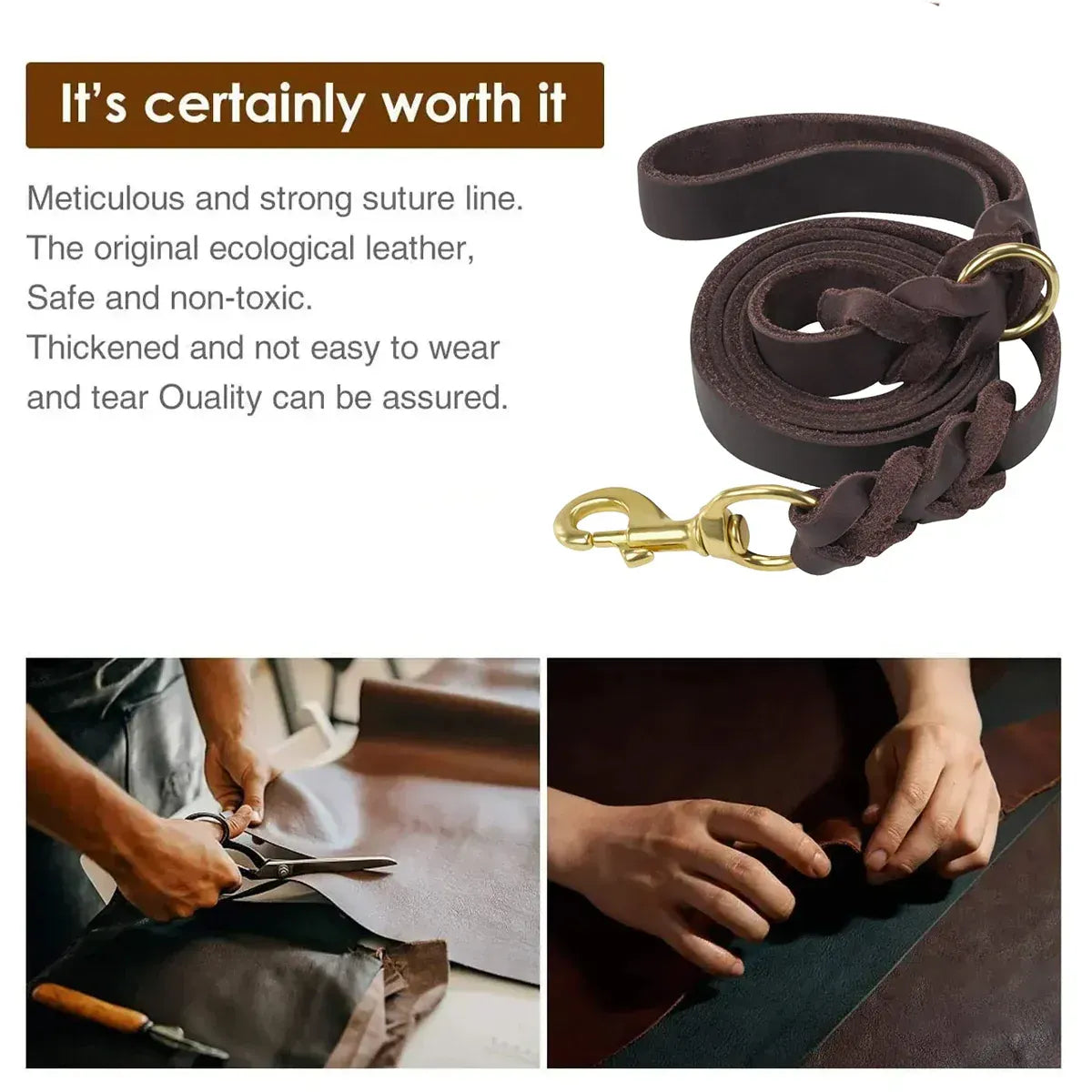 Spud Jax Petshop Dog Leash Cowhide Lead Heavy Duty Leather M Size Brown For Walking Training - Black Dog Leash Cowhide Lead Heavy Duty Leather M Size Brown For Walking Training - Black Pet Care > Dog Supplies > Dog Collars, Leads & Harnesses