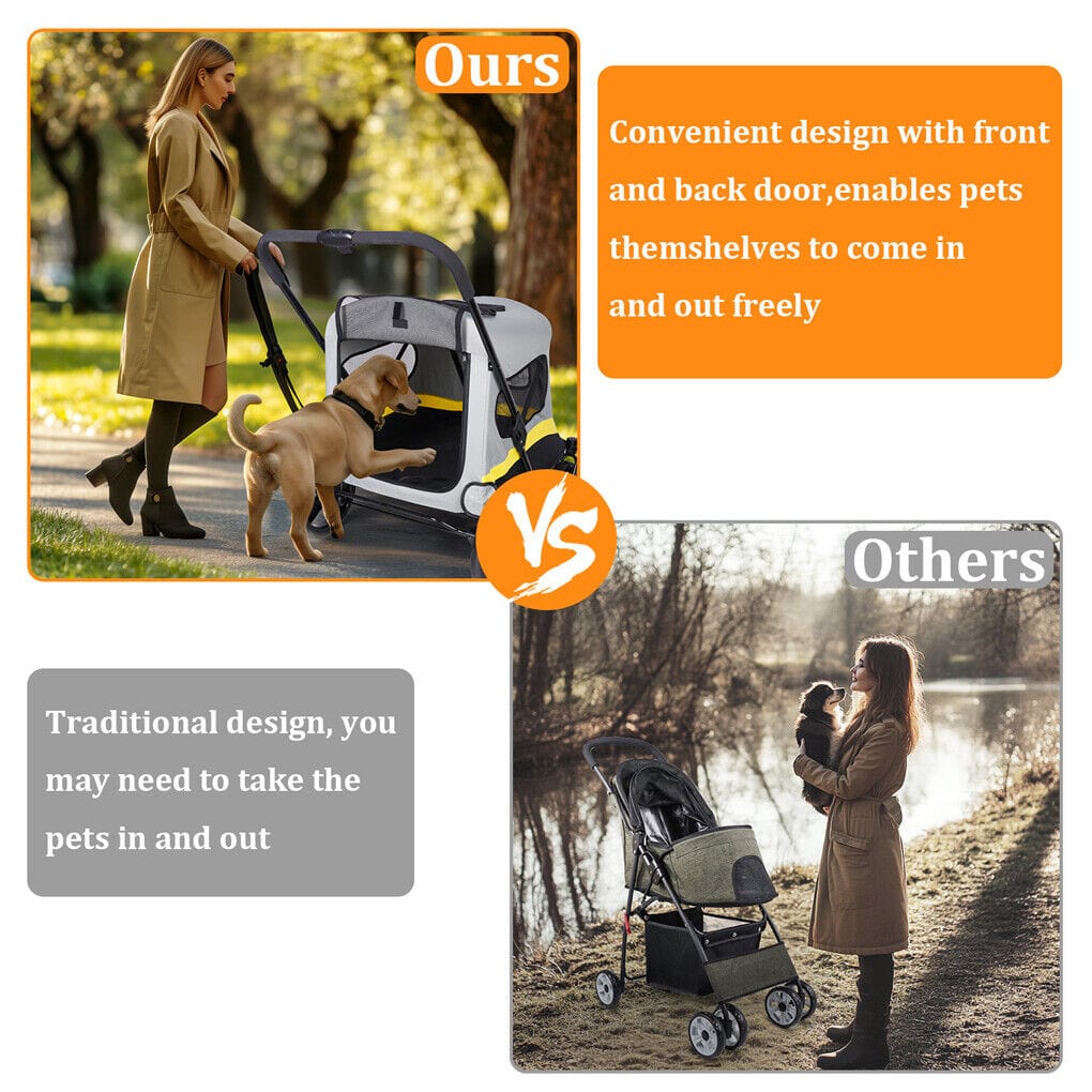 Spud Jax Petshop Dog Stroller w/ Rain Cover Foldable Pet Cart Dog Stroller w/ Rain Cover Foldable Pet Cart Pet Care > Cat Supplies > Cat Carriers & Crates