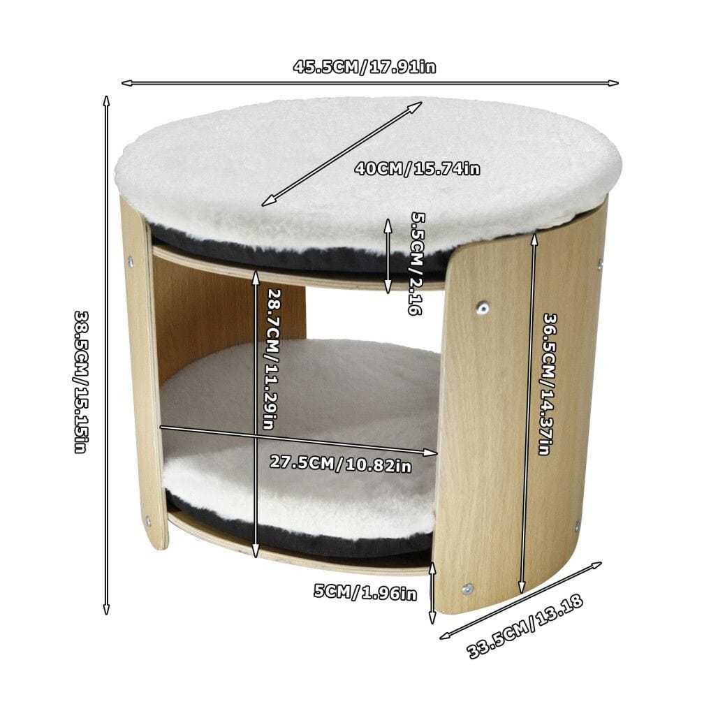 Spud Jax Petshop Elevated Double Cat Bed 2-Tier Wooden Plush Kitten Lounge Elevated Double Cat Bed 2-Tier Wooden Plush Kitten Lounge Furniture > Sofas > Sofas & Sofa Beds