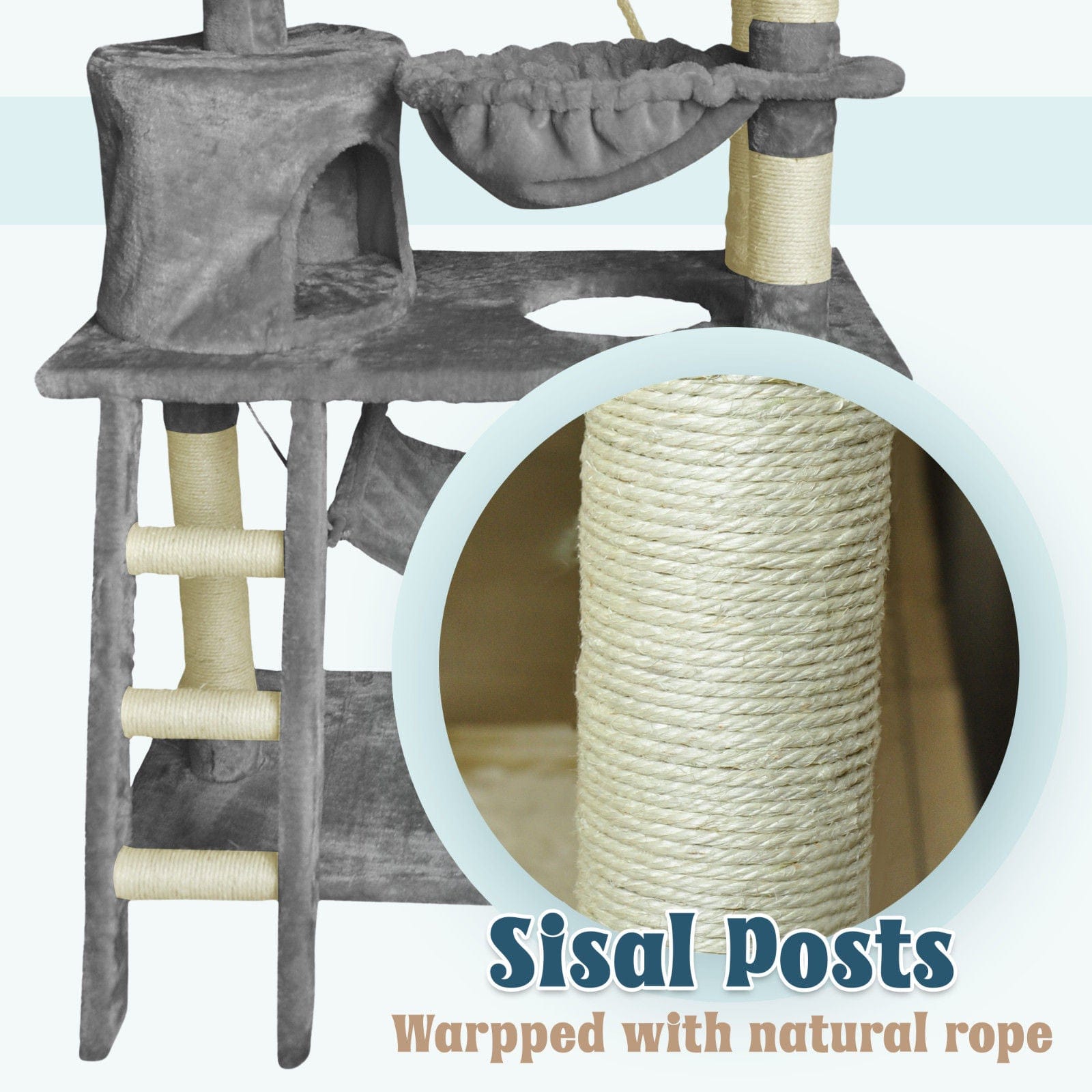 Spud Jax Petshop Grey Cat Tree Tower Condo Scratching Post Bed Stand 1.4M Grey Cat Tree Tower Condo Scratching Post Bed Stand 1.4M Pet Care > Cat Supplies > Cat Scratching Posts