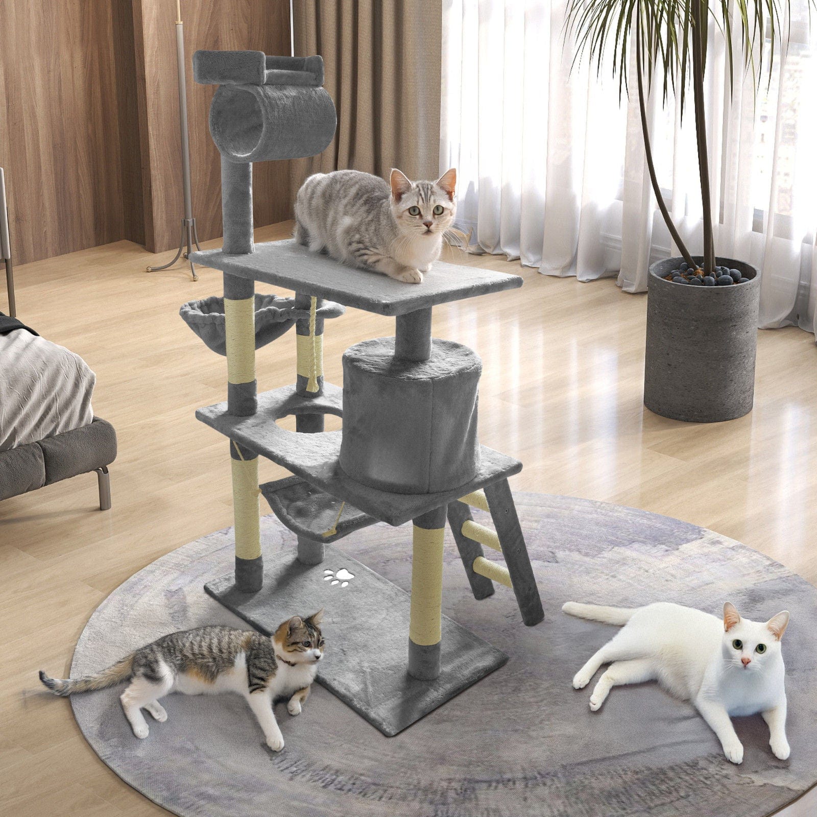 Spud Jax Petshop Grey Cat Tree Tower Condo Scratching Post Bed Stand 1.4M Grey Cat Tree Tower Condo Scratching Post Bed Stand 1.4M Pet Care > Cat Supplies > Cat Scratching Posts