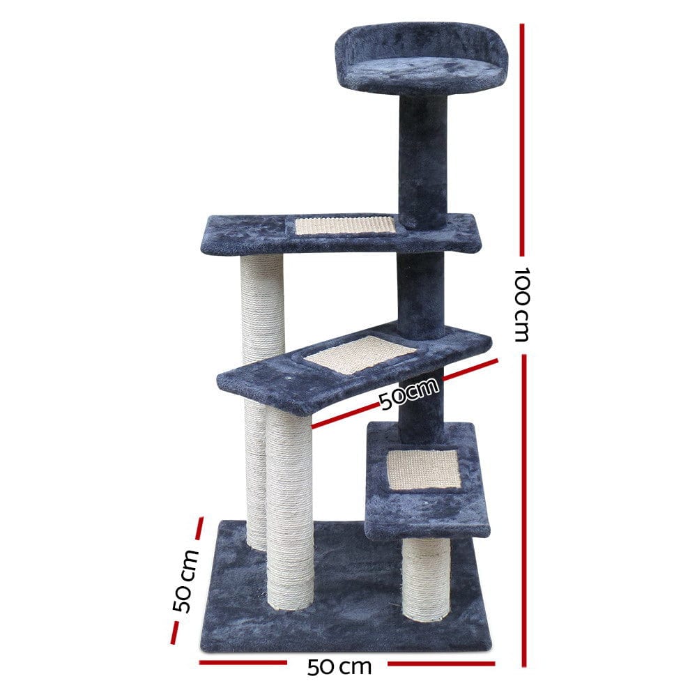 Spud Jax Petshop i.Pet Cat Tree 100cm Trees Scratching Post Scratcher Tower Condo House Furniture Wood Steps Pet Care