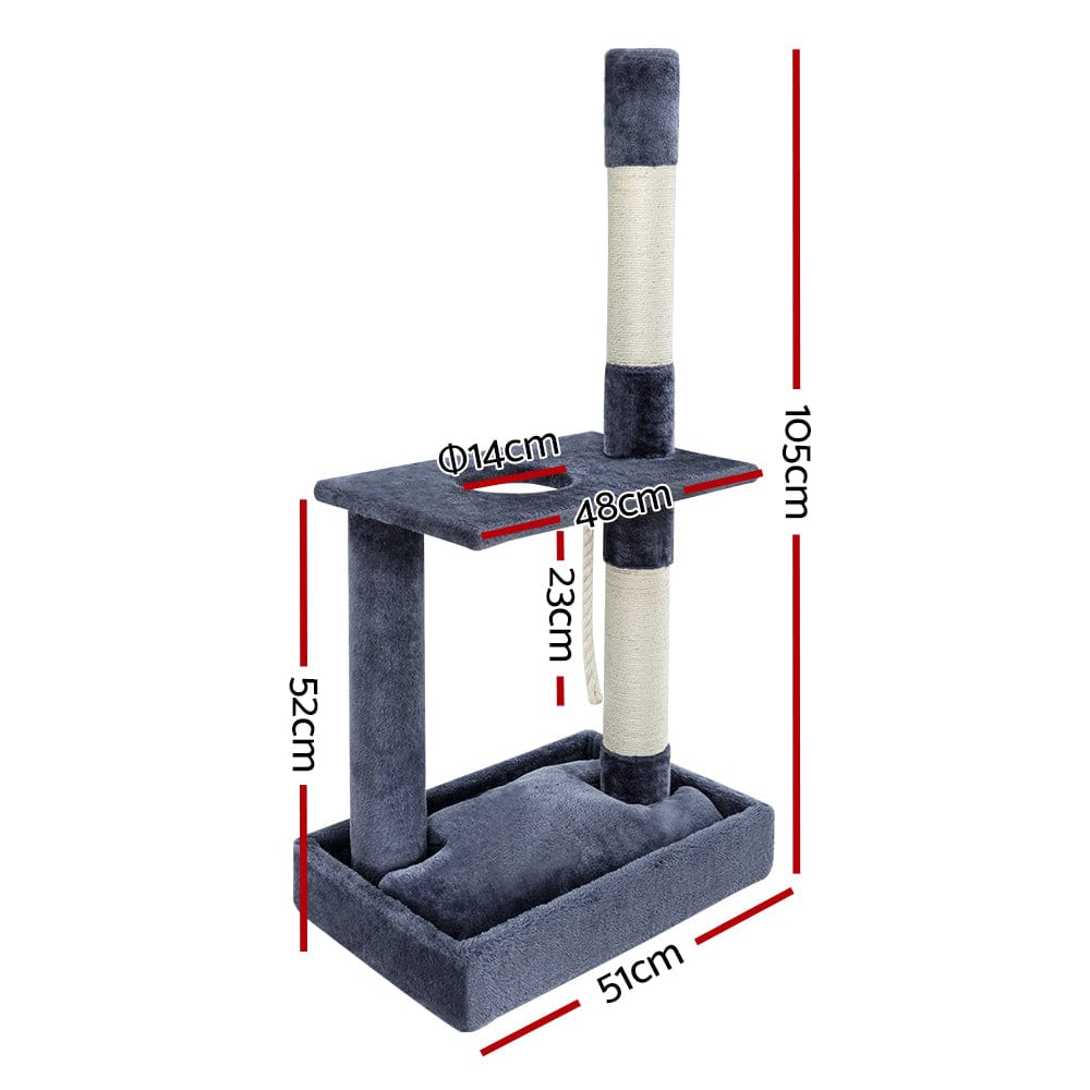 Spud Jax Petshop i.Pet Cat Tree 102cm Scratching Post Tower Scratcher Condo House Board Grey Pet Care > Cat Supplies
