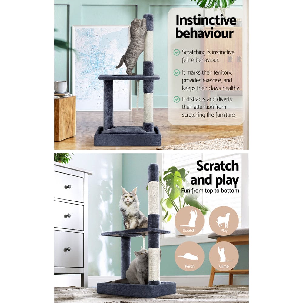 Spud Jax Petshop i.Pet Cat Tree 102cm Scratching Post Tower Scratcher Condo House Board Grey Pet Care > Cat Supplies