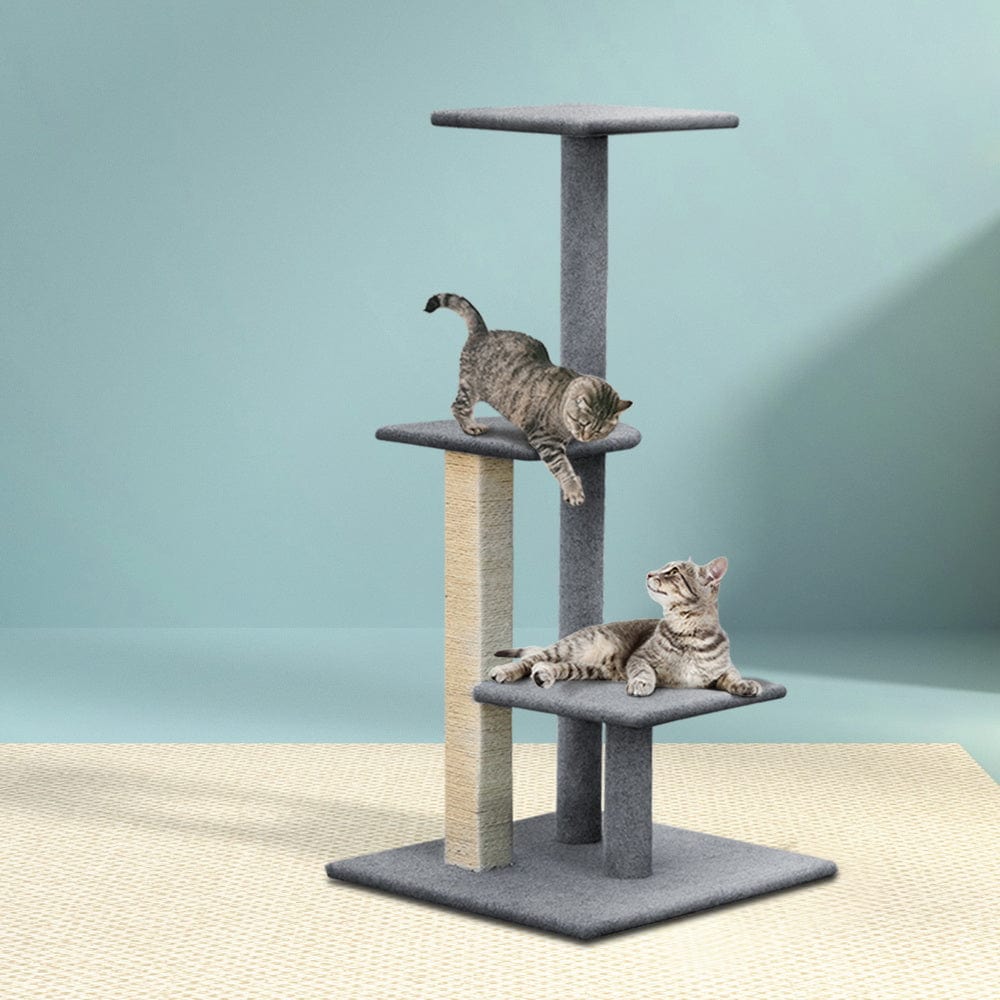 Spud Jax Petshop i.Pet Cat Tree 124cm Trees Scratching Post Scratcher Tower Condo House Furniture Wood Steps Pet Care