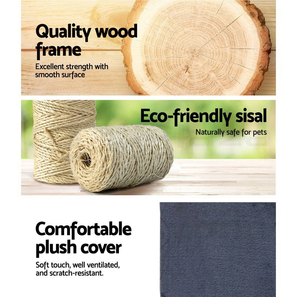 Spud Jax Petshop i.Pet Cat Tree 134cm Trees Scratching Post Scratcher Tower Condo House Furniture Wood Grey Pet Care