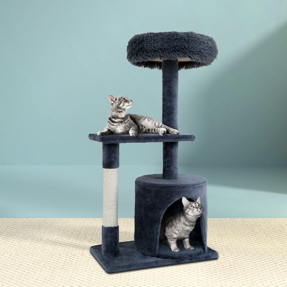Spud Jax Petshop i.Pet Cat Tree 94cm Scratching Post Tower Scratcher Condo House Wood Trees Grey Pet Care > Cat Supplies