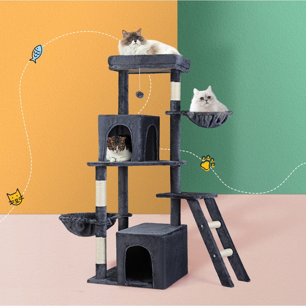 Spud Jax Petshop i.Pet Cat Tree Tower Scratching Post Scratcher 138cm Trees Condo House Grey Pet Care > Cat Supplies > Cat Scratching Posts