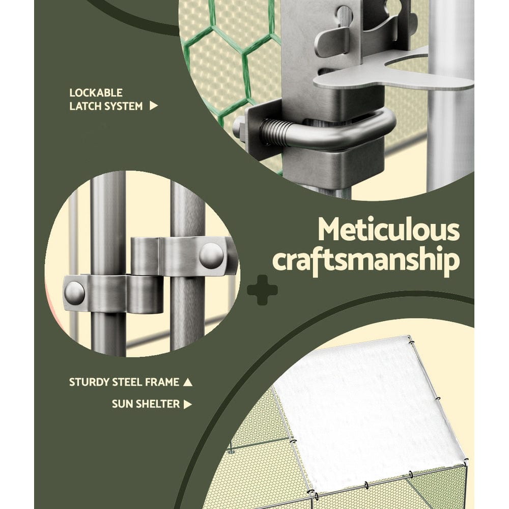 Spud Jax Petshop i.Pet Chicken Coop Cage 3x8x2m Galvanised Steel Pet Care > Coops & Hutches