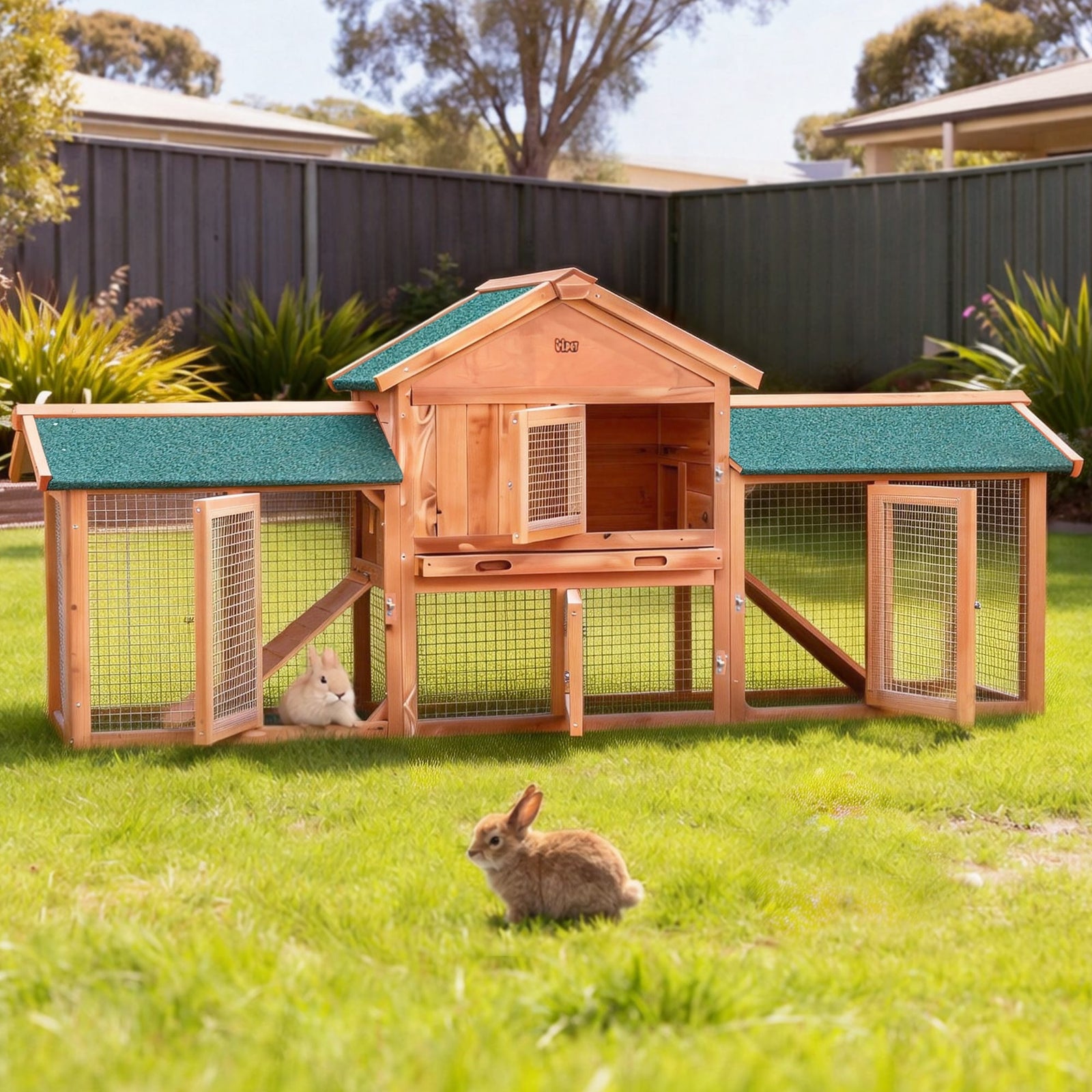Spud Jax Petshop i.Pet Chicken Coop Rabbit Hutch 220cm x 44cm x 84cm Large Chicken Coop Run Wooden Outdoor Cage House i.Pet Chicken Coop Rabbit Hutch 220cm x 44cm x 84cm Large Chicken Coop Run Wooden Outdoor Cage House Pet Care