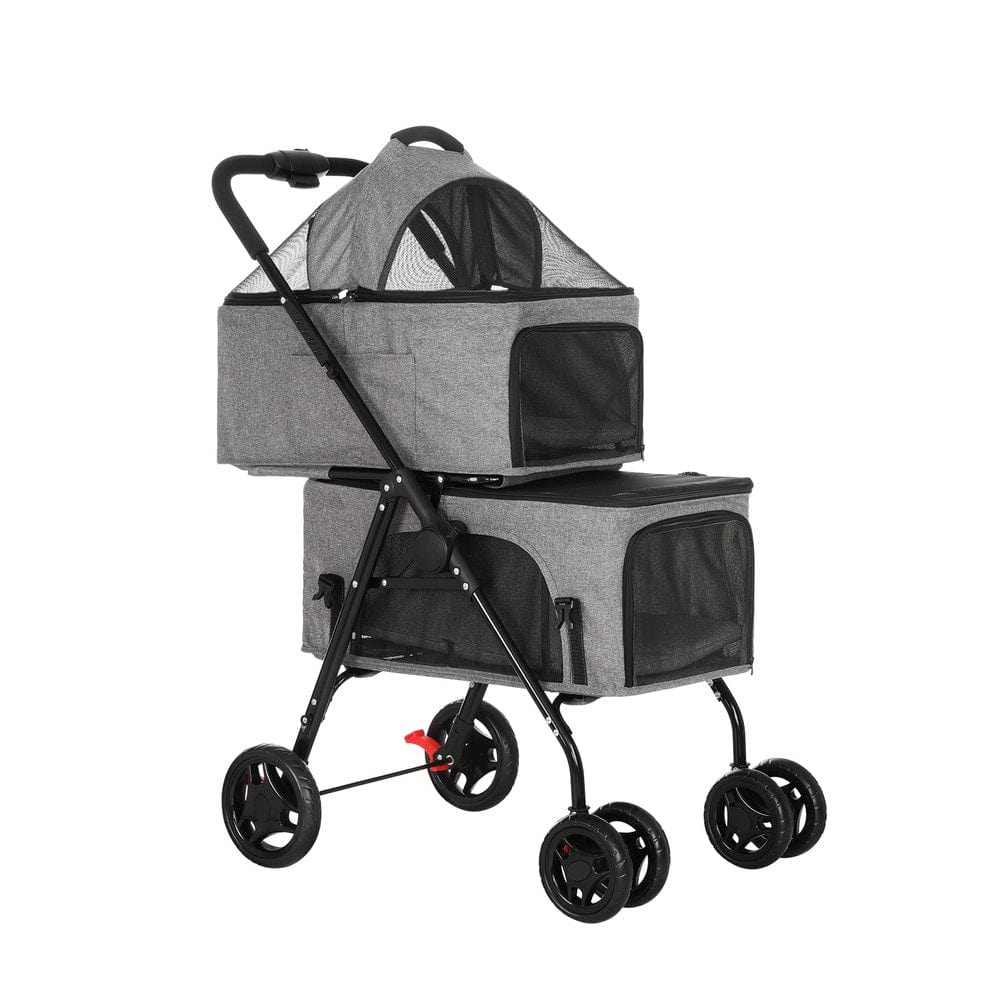 Spud Jax Petshop i.Pet Pet Stroller 2-tier Dog Pram Large Cat Carrier Travel Pushchair Foldable Pet Care > Cat Supplies > Cat Carriers & Crates