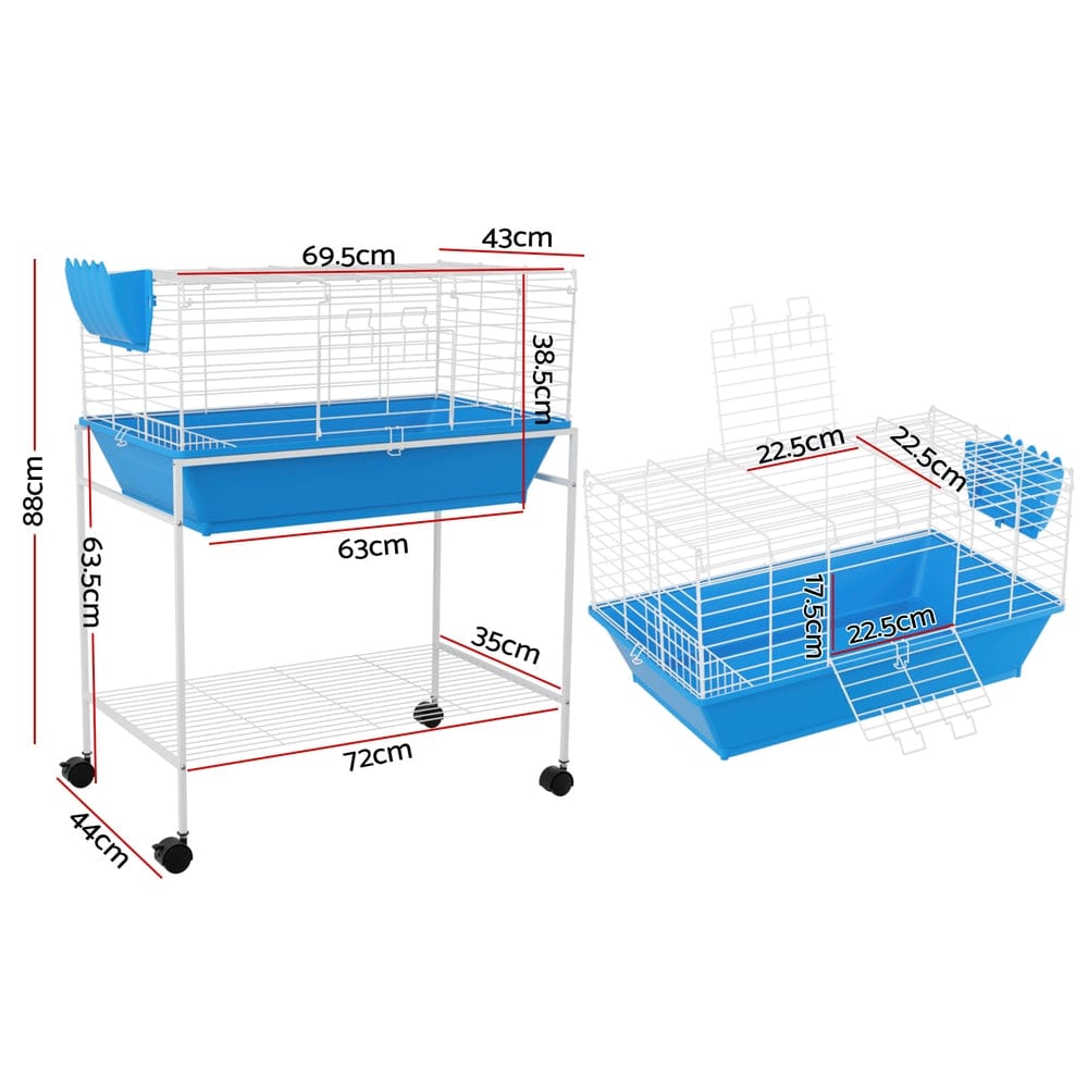 Spud Jax Petshop i.Pet Rabbit Cage Hutch Cages Indoor Hamster Enclosure Carrier Bunny Blue i.Pet Rabbit Cage Hutch Cages Indoor Hamster Enclosure Carrier Bunny Blue Pet Care