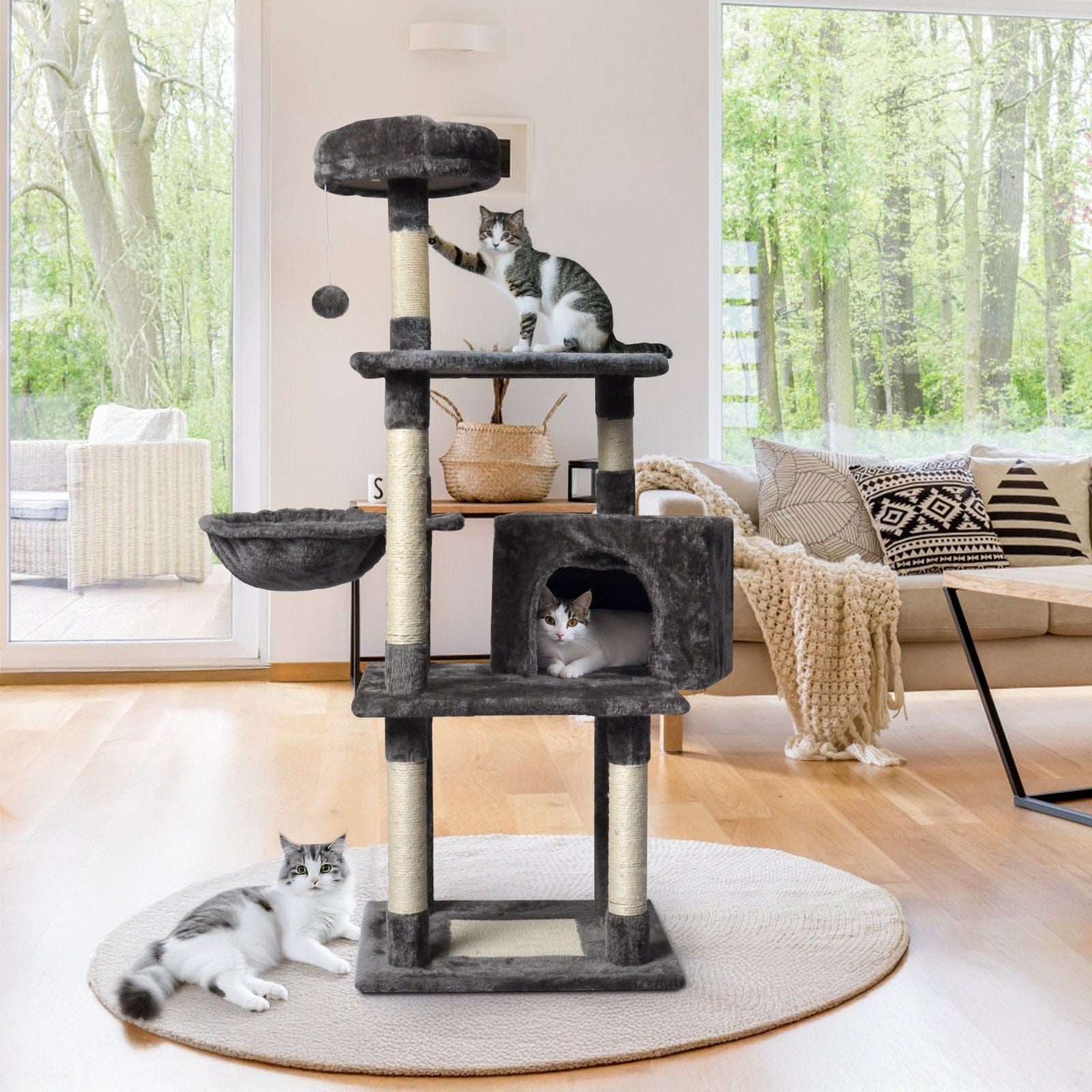 Spud Jax Petshop Large Grey Cat Tree Tower Condo with Scratching Post Bed Large Grey Cat Tree Tower Condo with Scratching Post Bed Pet Care > Cat Supplies > Cat Scratching Posts