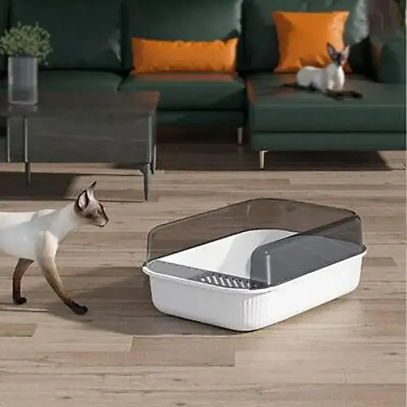 Spud Jax Petshop Litter Tray Box with Splash Guard and Wide Opening for Cats Open Top Design - Grey Litter Tray Box with Splash Guard and Wide Opening for Cats Open Top Design - Grey Pet Care > Cat Supplies > Cat Litter