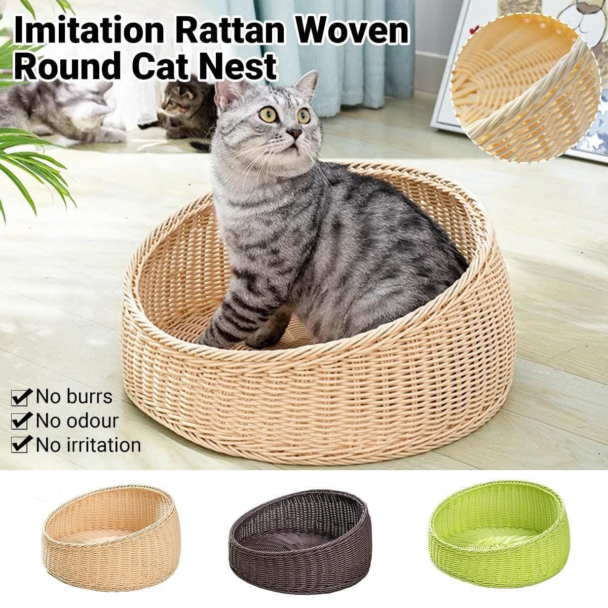 Spud Jax Petshop Rattan Cat Nest Four Seasons Open Cat House Summer Bed for Cats Pet Supplies - Coffee Rattan Cat Nest Four Seasons Open Cat House Summer Bed for Cats Pet Supplies - Coffee Pet Care > Cat Supplies > Cat Furniture