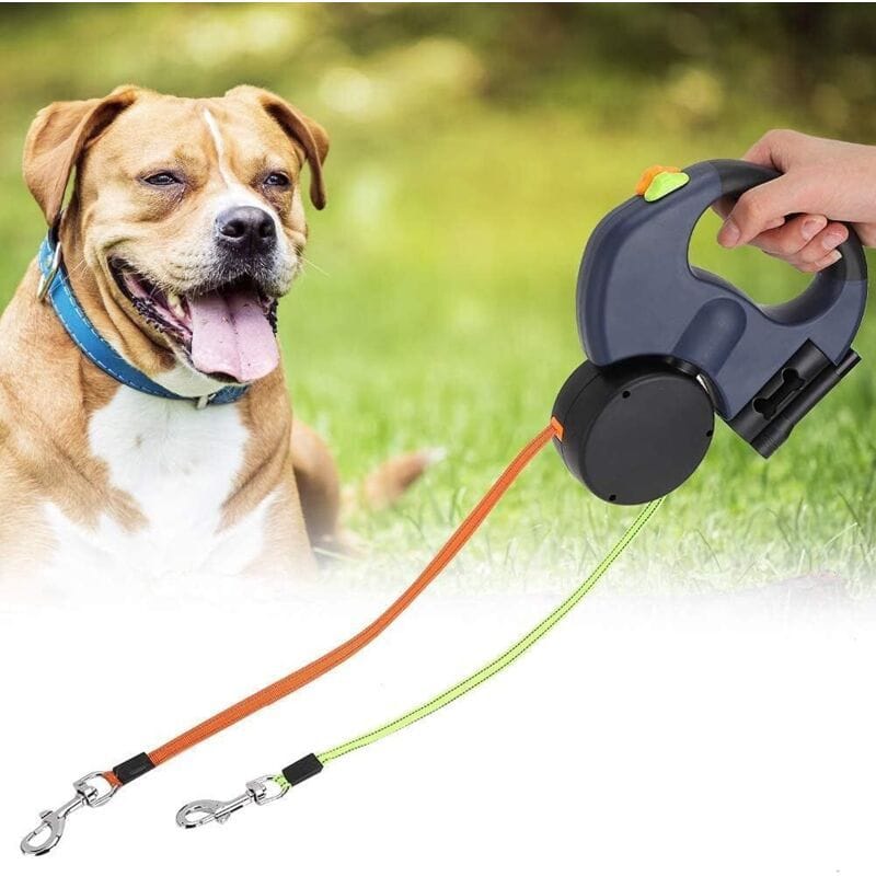 Spud Jax Petshop Retractable Double Dog Leash with 2 Cords 360 Degree Tangle Free Black, 3 m Retractable Double Dog Leash with 2 Cords 360 Degree Tangle Free Black, 3 m Pet Care > Dog Supplies > Dog Collars, Leads & Harnesses