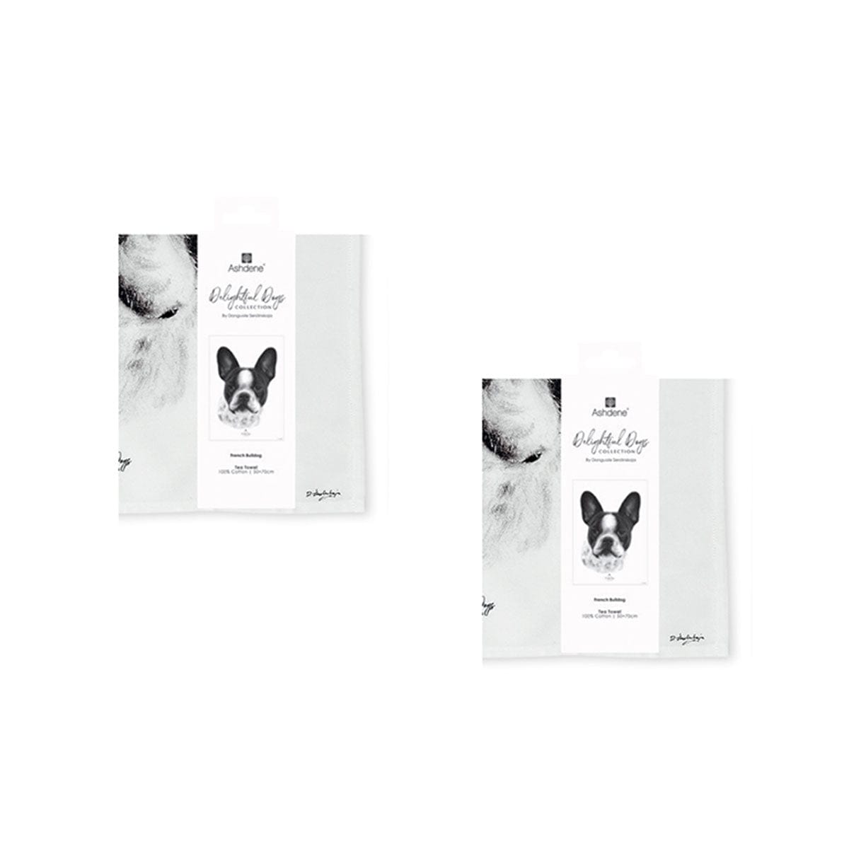 Spud Jax Petshop Set of 2 Delightful Dogs Cotton Kitchen Tea Towels 50 x 70 cm French Bulldog Home & Garden > Kitchenware > Table Linen & Kitchen Towels