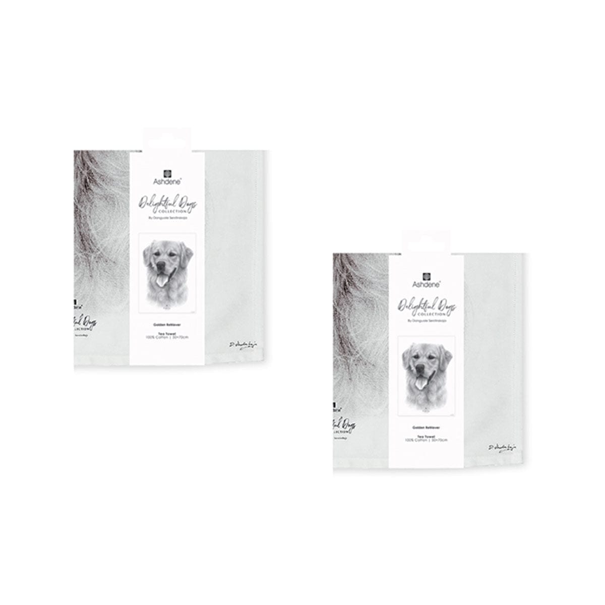 Spud Jax Petshop Set of 2 Delightful Dogs Cotton Kitchen Tea Towels 50 x 70 cm Golden Retriever Home & Garden > Kitchenware > Table Linen & Kitchen Towels