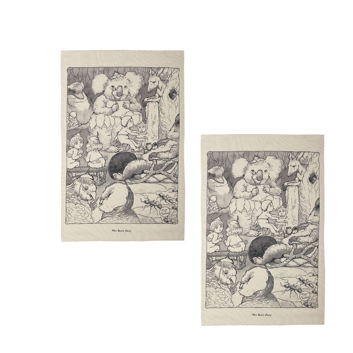 Spud Jax Petshop Set of 2 May Gibbs Mrs Bear's Party Cotton Heritage Tea Towels 50 x 70 cm Occasions > Christmas > Christmas Wreaths & Garlands