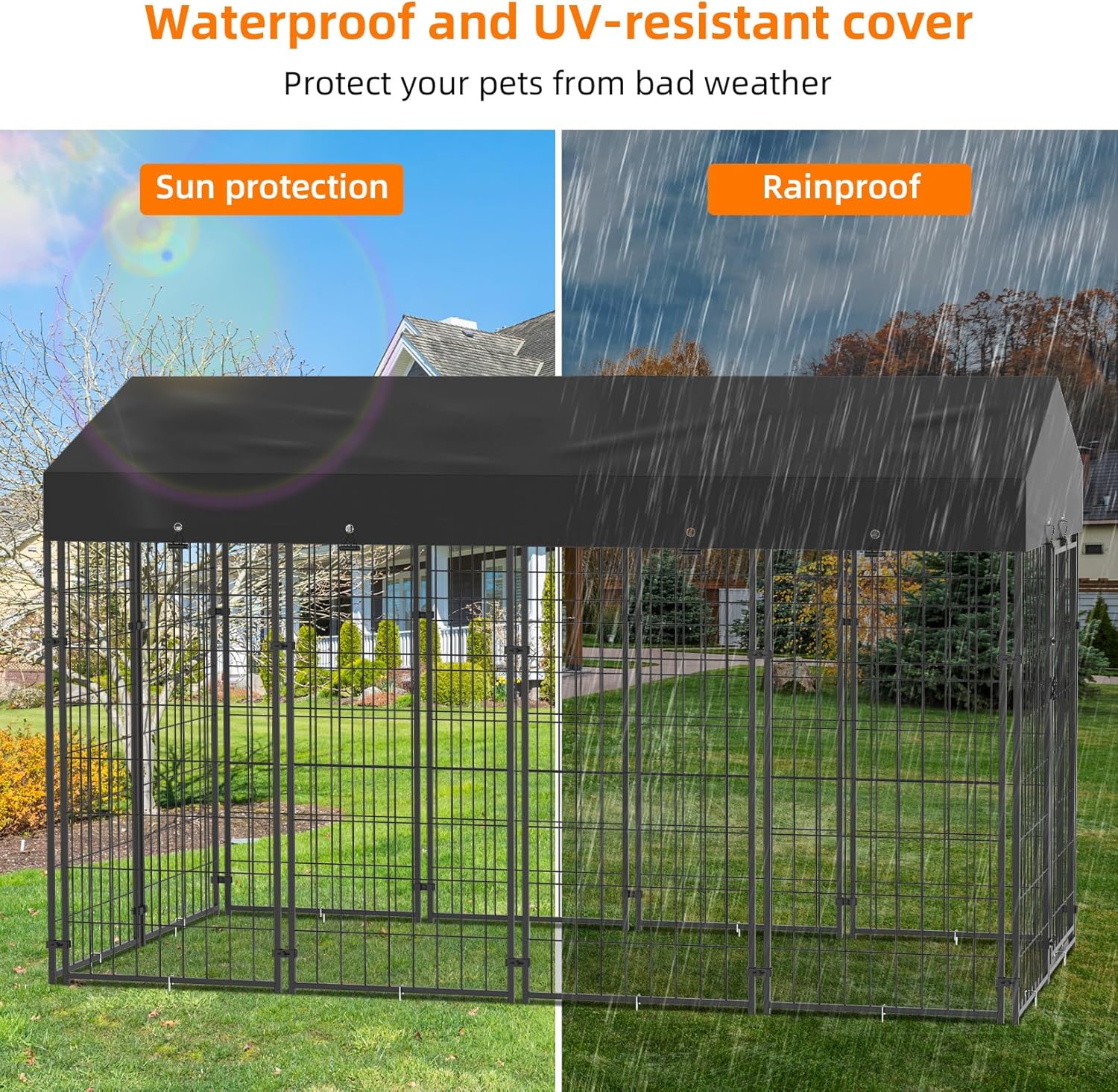 Spud Jax Petshop Small Outdoor Dog Kennel Pet Cage with Roof Cover 125x120x165cm Small Outdoor Dog Kennel Pet Cage with Roof Cover 125x120x165cm Pet Care > Dog Supplies > Dog Kennels