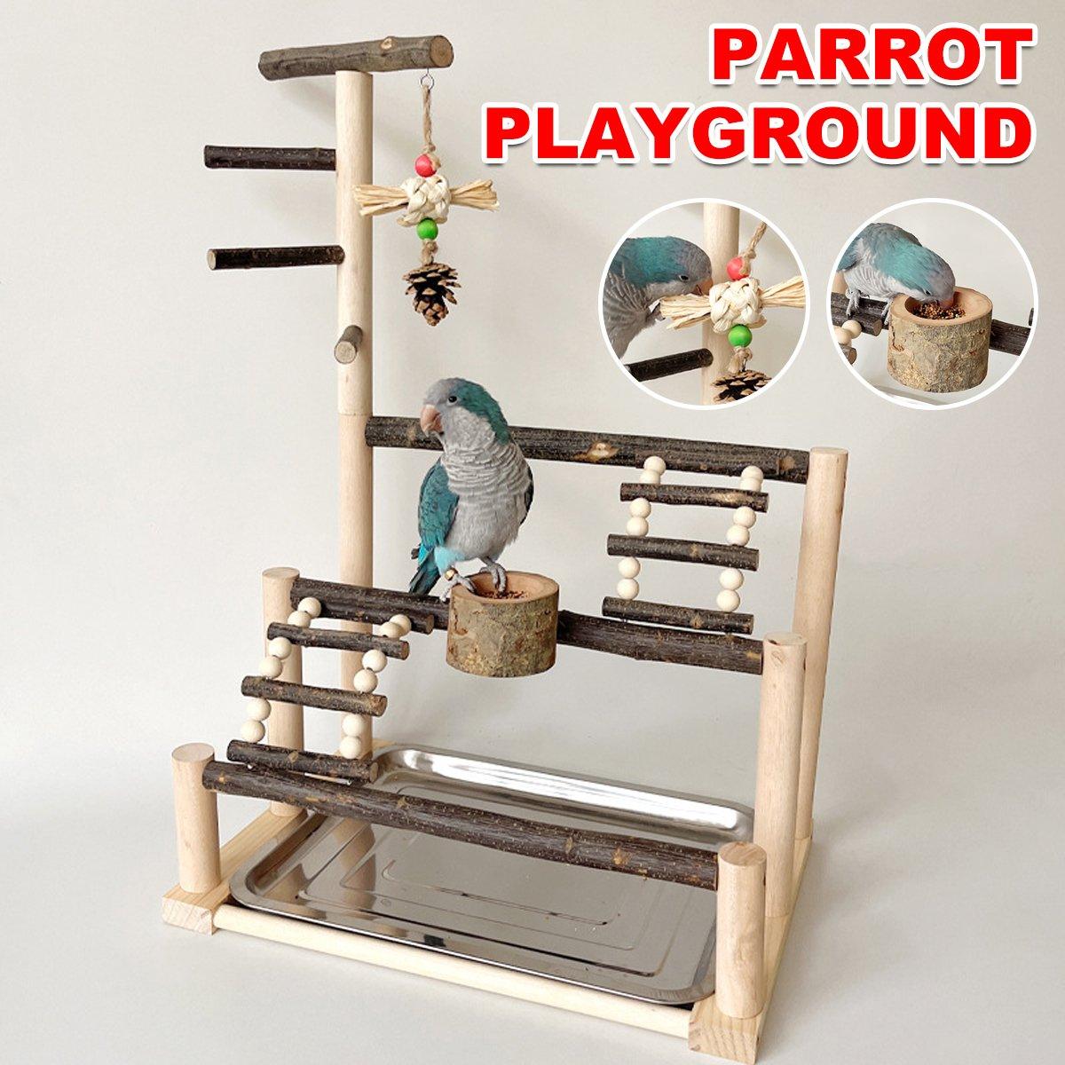 Spud Jax Petshop Wooden Parrot Stand Pole Interactive Bird Stand with Food Bowl Climbing Ladder Wooden Parrot Stand Pole Interactive Bird Stand with Food Bowl Climbing Ladder Pet Care > Bird > Bird Cages & Stands
