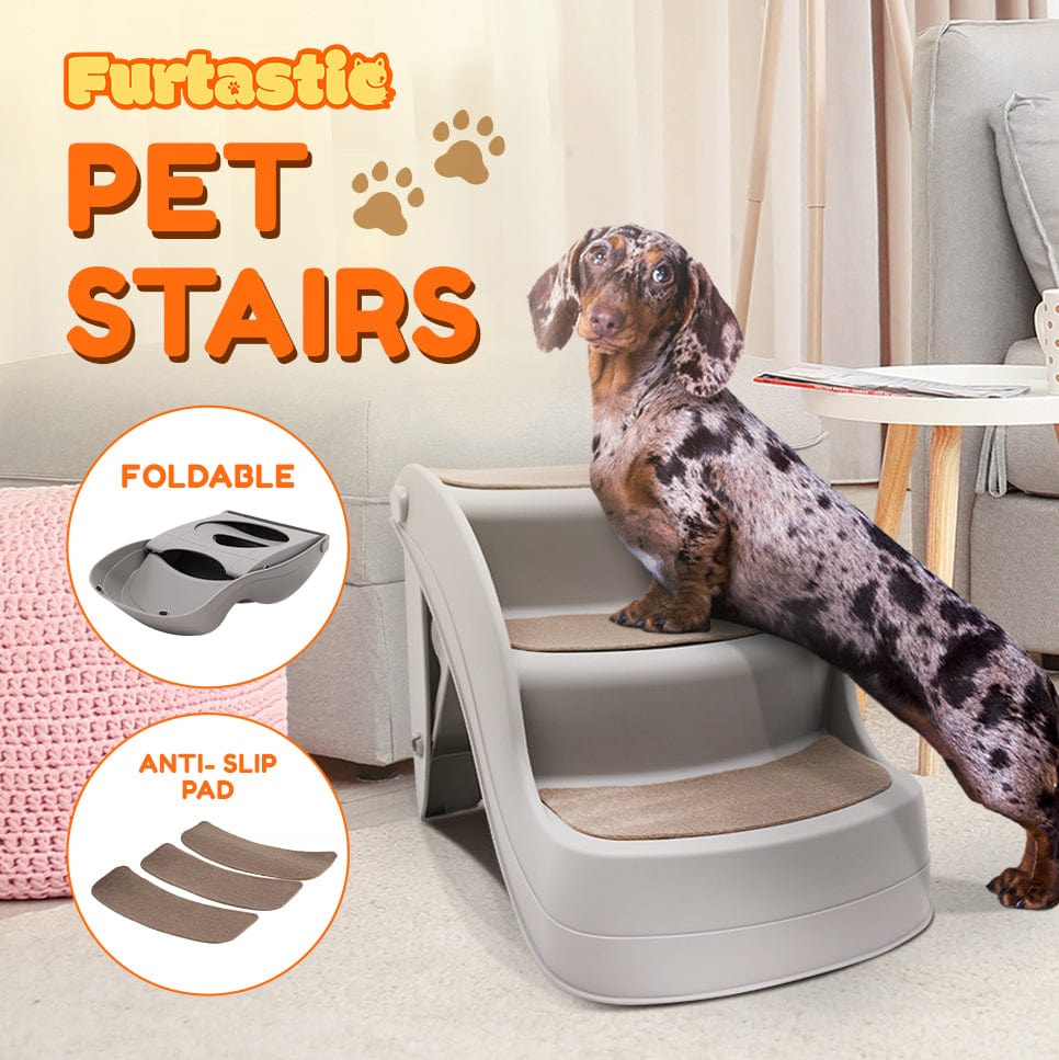 Spud Jax Petshop Furtastic 38cm Foldable Pet Stairs Ramp - Grey Pet Care