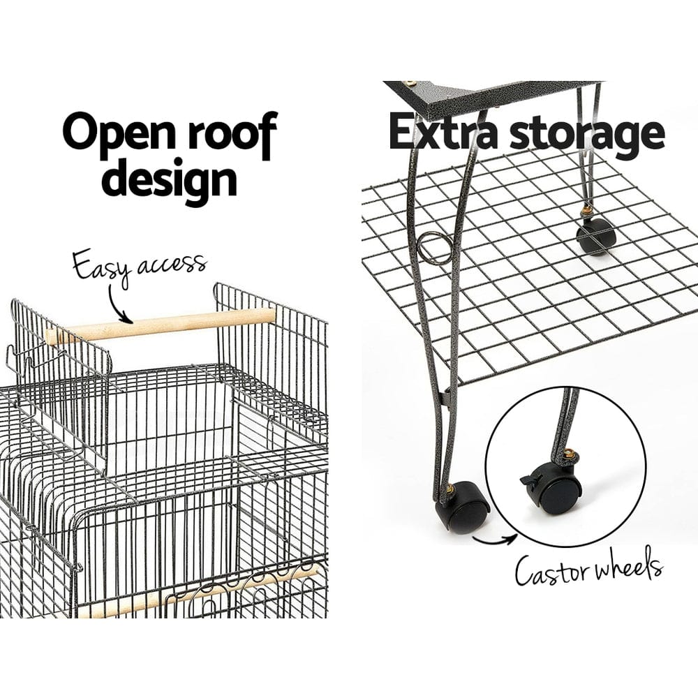 Spud Jax Petshop i.Pet Large Bird Cage with Perch - Black Pet Care