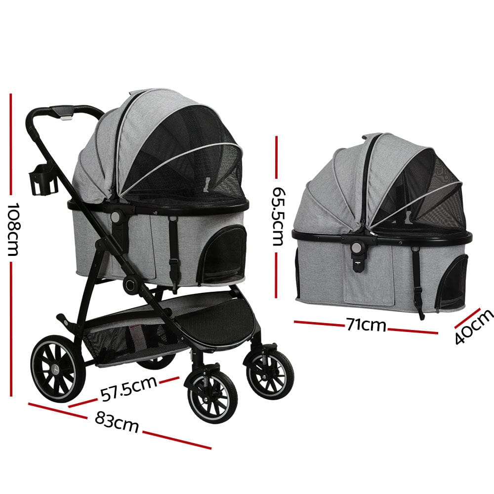 Spud Jax Petshop i.Pet Pet Stroller Pram Large Dog Cat Carrier Travel Pushchair Foldable 4 Wheels Pet Care