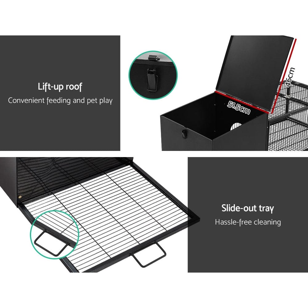 Spud Jax Petshop i.Pet Rabbit Cage Hutch Cages Indoor Outdoor Hamster Enclosure Pet Metal Carrier 122CM Length Pet Care