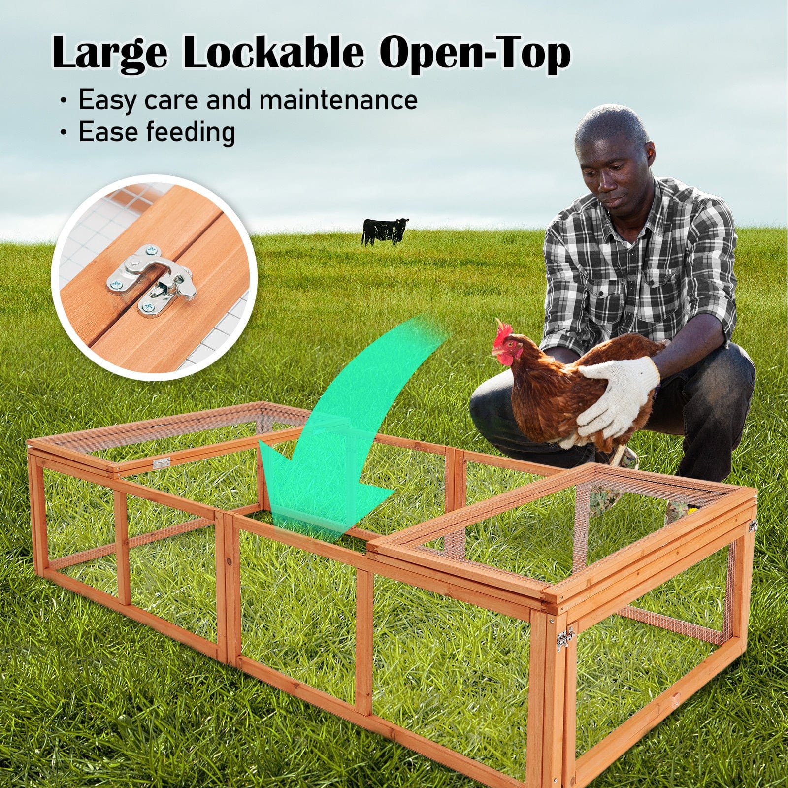 Spud Jax Petshop Paw Mate Chicken Coop Rabbit Hutch Extension Run 180 x 90 x 48cm Runey Pet Care