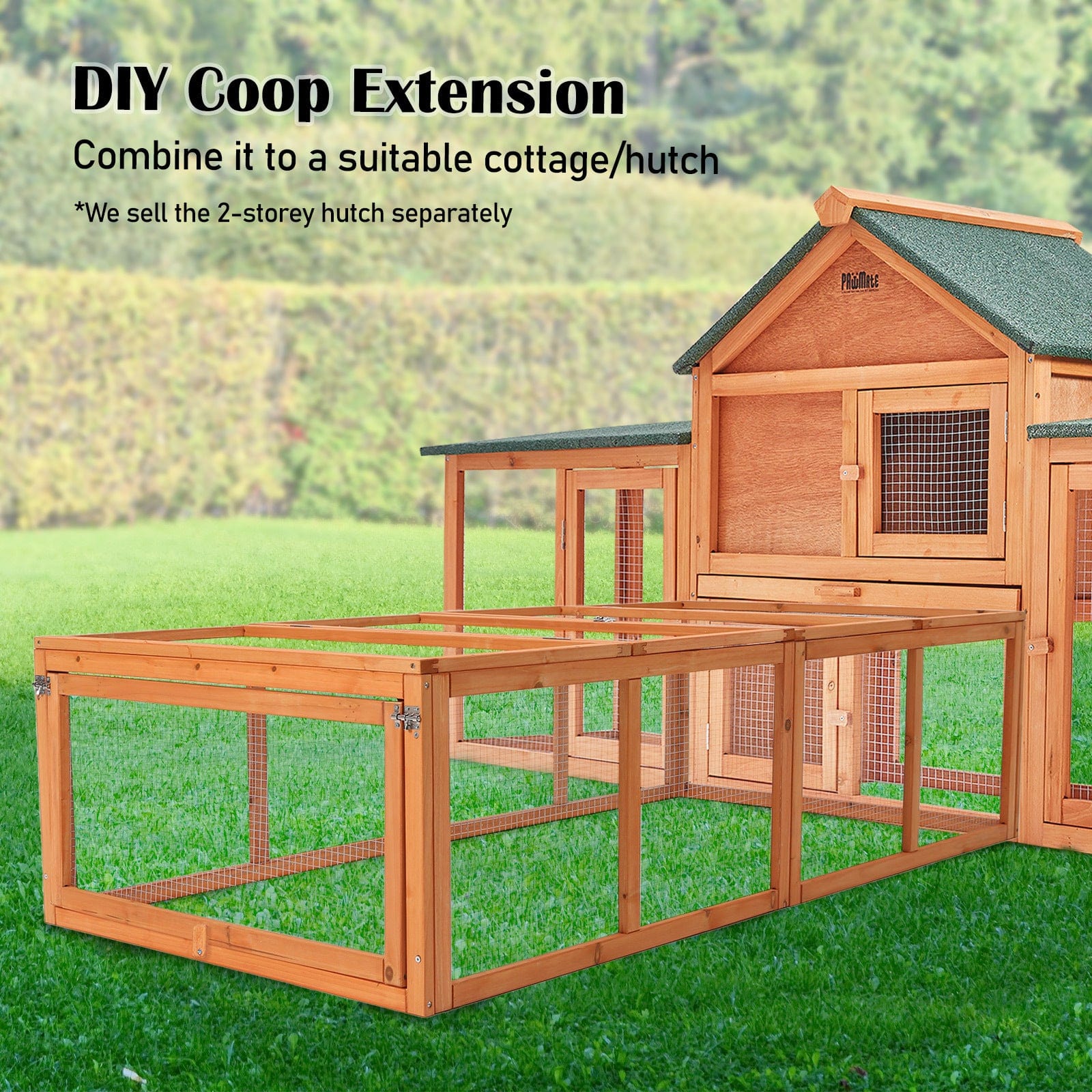 Spud Jax Petshop Paw Mate Chicken Coop Rabbit Hutch Extension Run 180 x 90 x 48cm Runey Pet Care