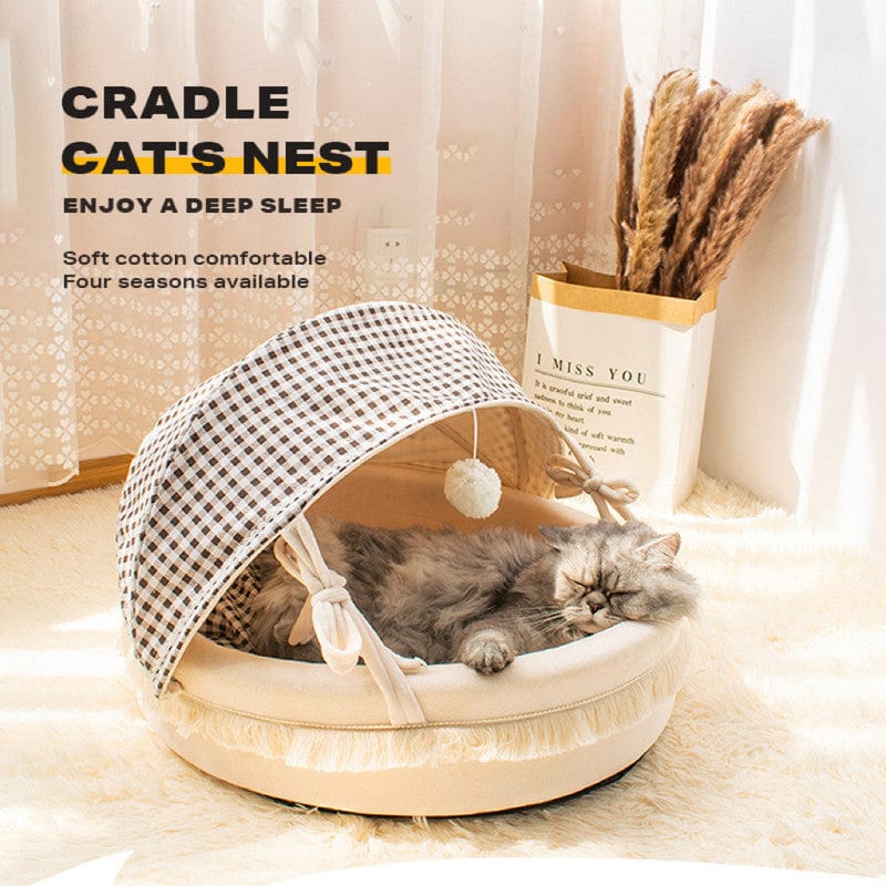 Spud Jax Petshop Pet Cat Calming Bed Cuddle Soft Warm Plush Cave Sleeping Nest Tent Pet House Pet Care > Dog Supplies