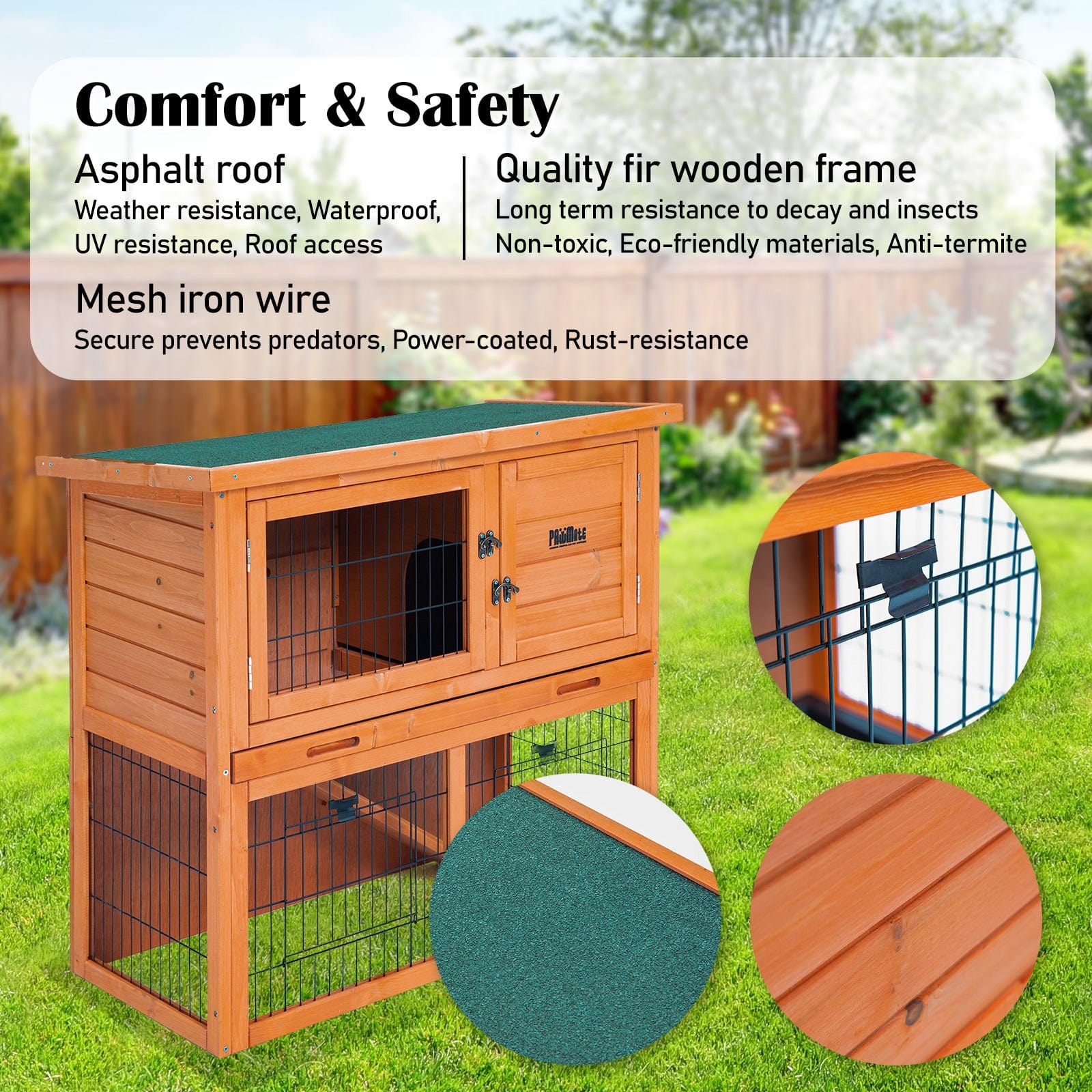 Spud Jax Petshop Rabbit Hutch Chicken Coop 92 x 45 x 82cm 2 Storey Cage Run Aria Pet Care