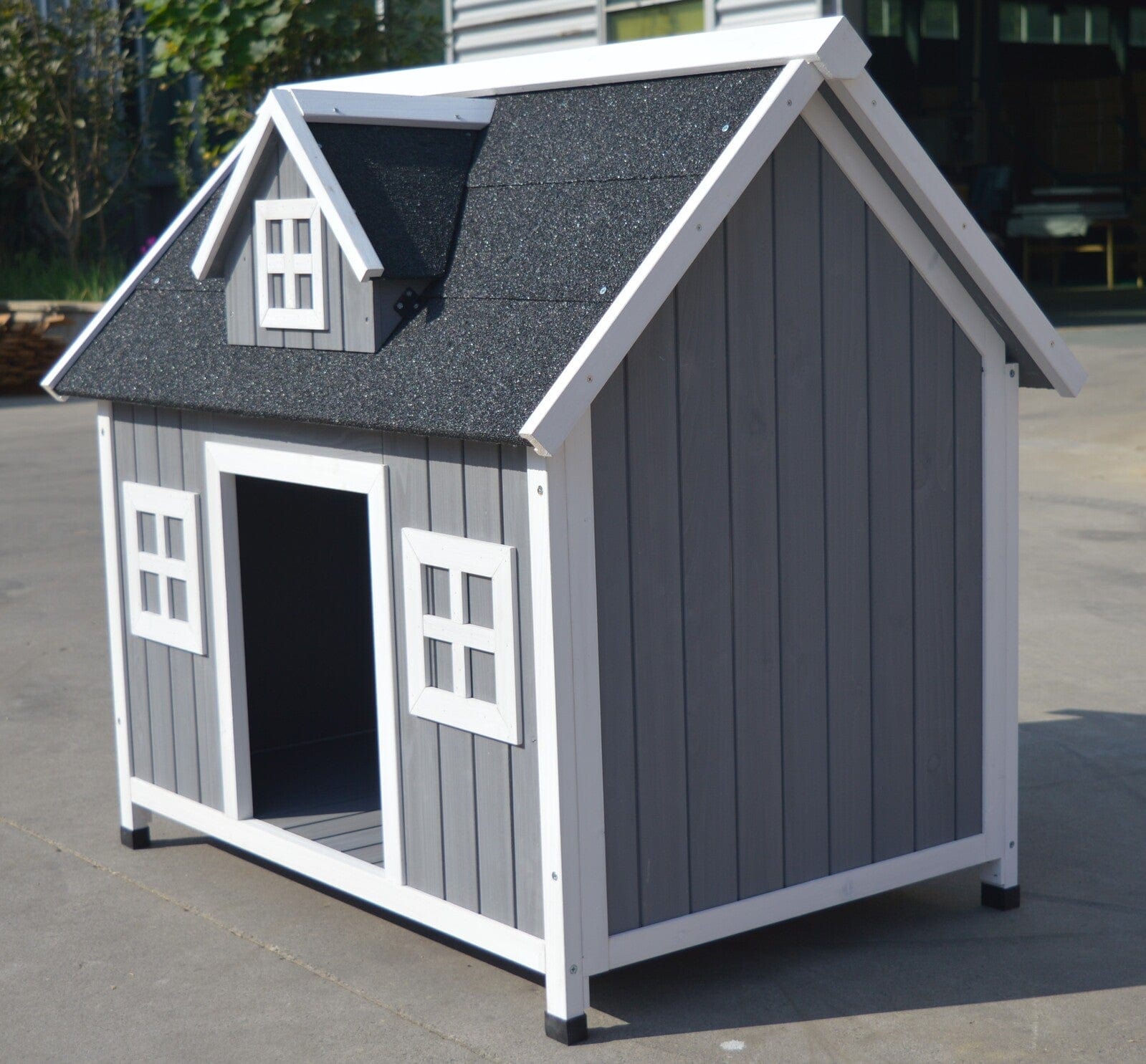 Spud Jax Petshop YES4PETS Grey Large Timber Pet Dog Puppy Wooden Cabin Kennel Timber House Pet Care