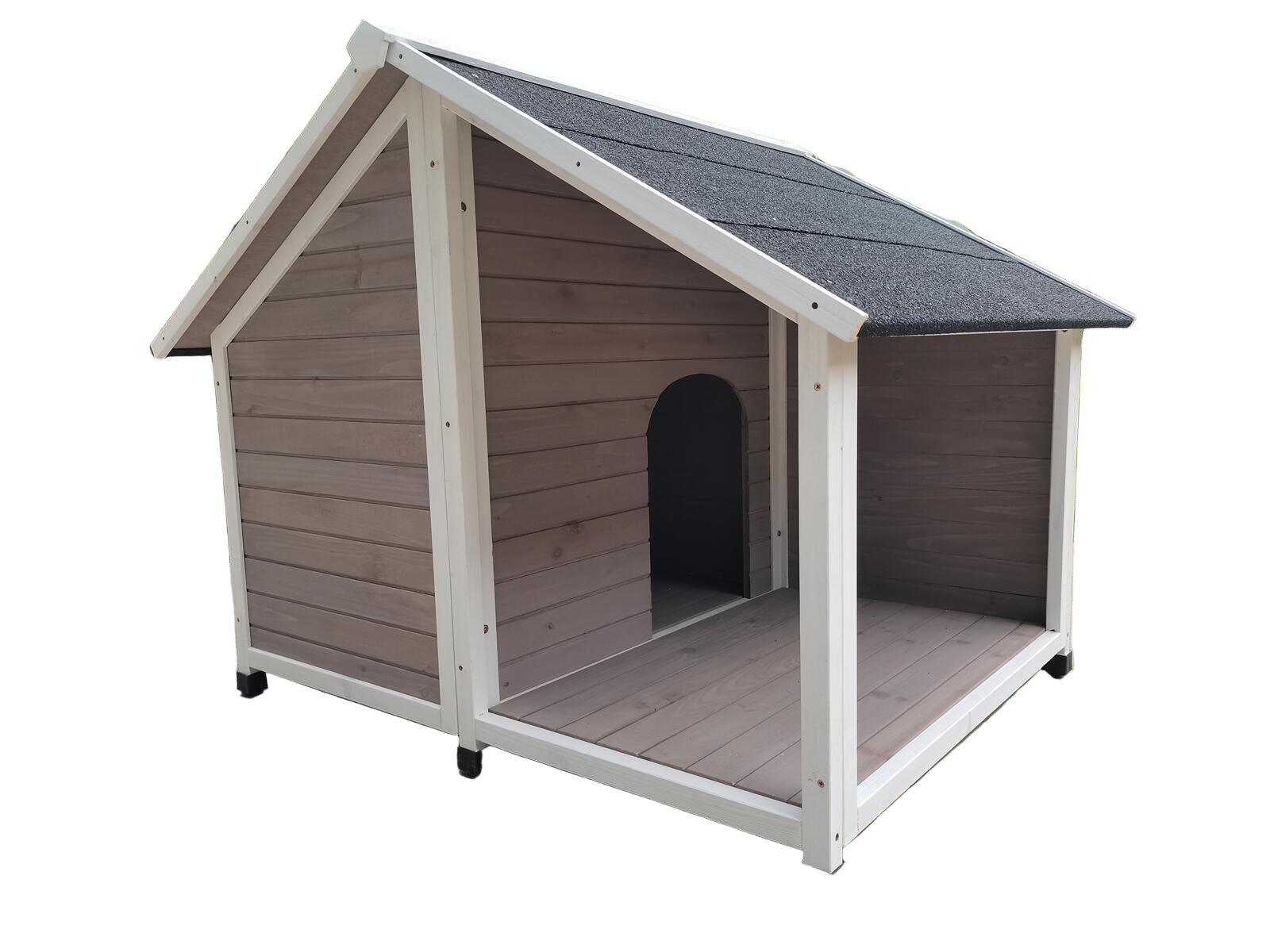 Spud Jax Petshop YES4PETS L Timber Pet Dog Kennel House Puppy Wooden Timber Cabin 130x105x100cm Grey Pet Care