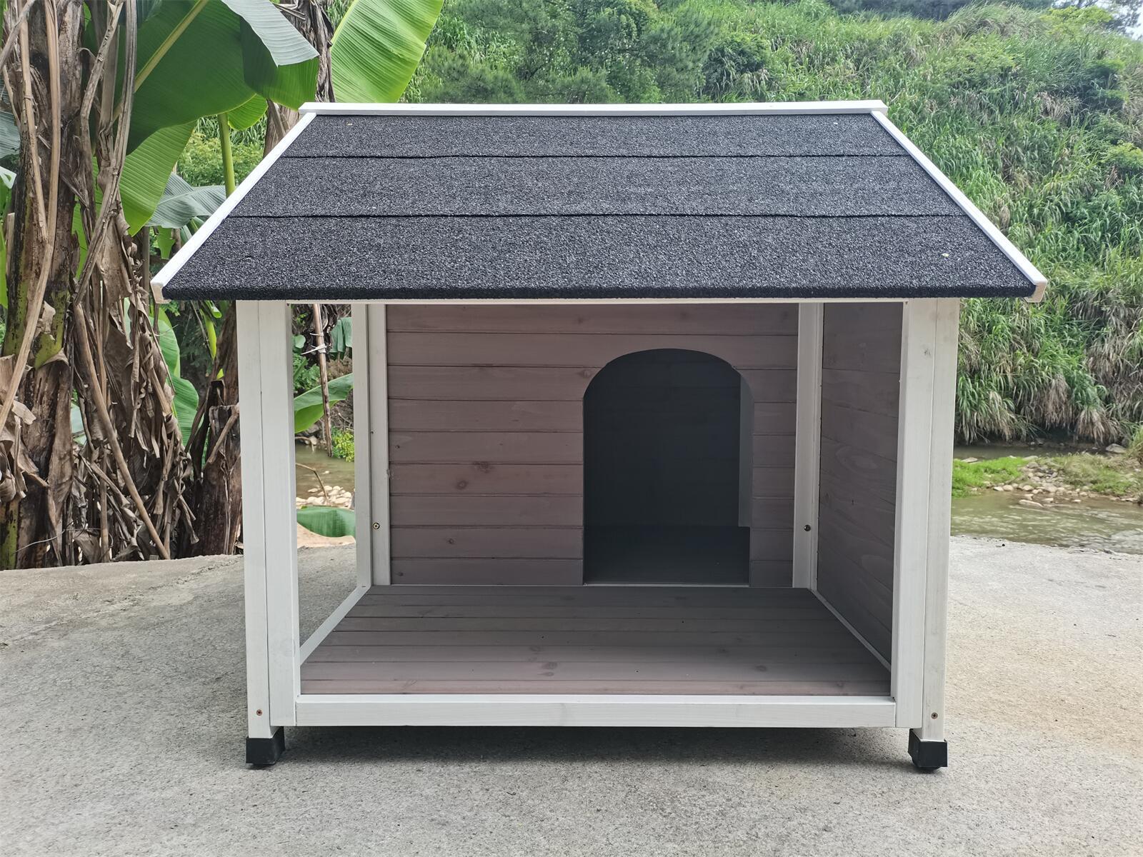 Spud Jax Petshop YES4PETS L Timber Pet Dog Kennel House Puppy Wooden Timber Cabin 130x105x100cm Grey Pet Care