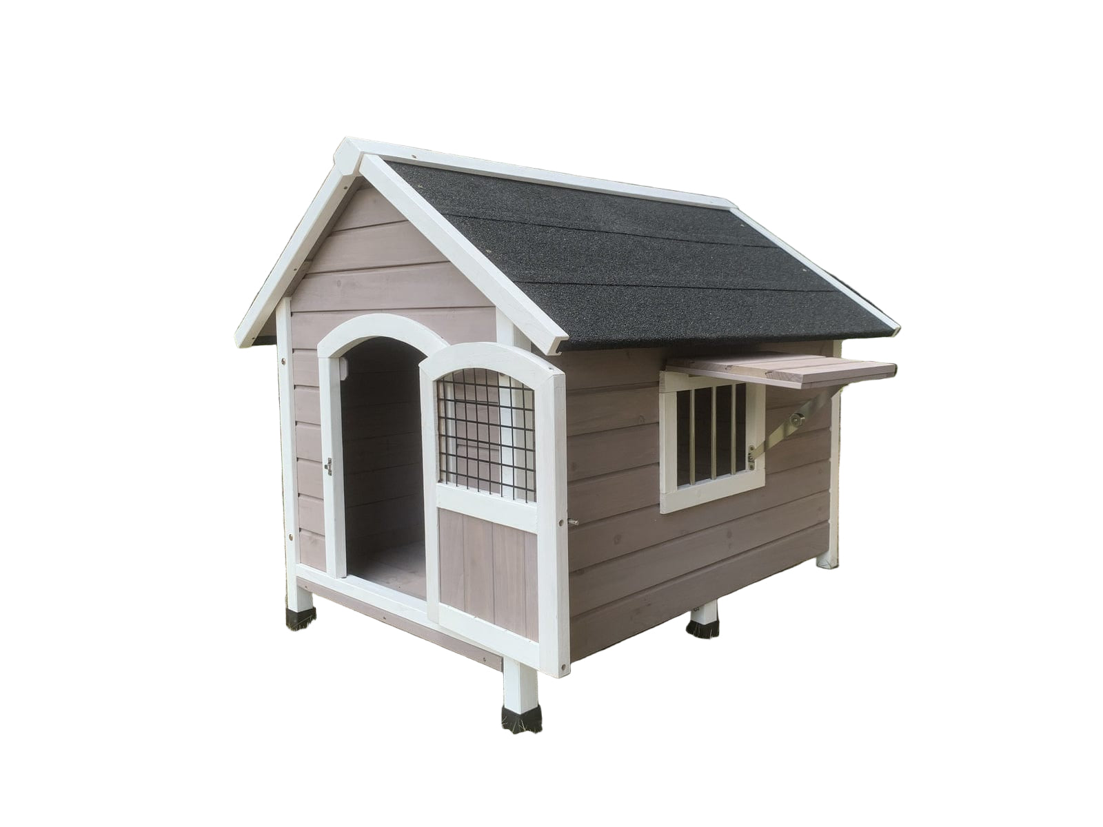 Spud Jax Petshop YES4PETS L Timber Pet Dog Kennel House Puppy Wooden Timber Cabin Grey Pet Care
