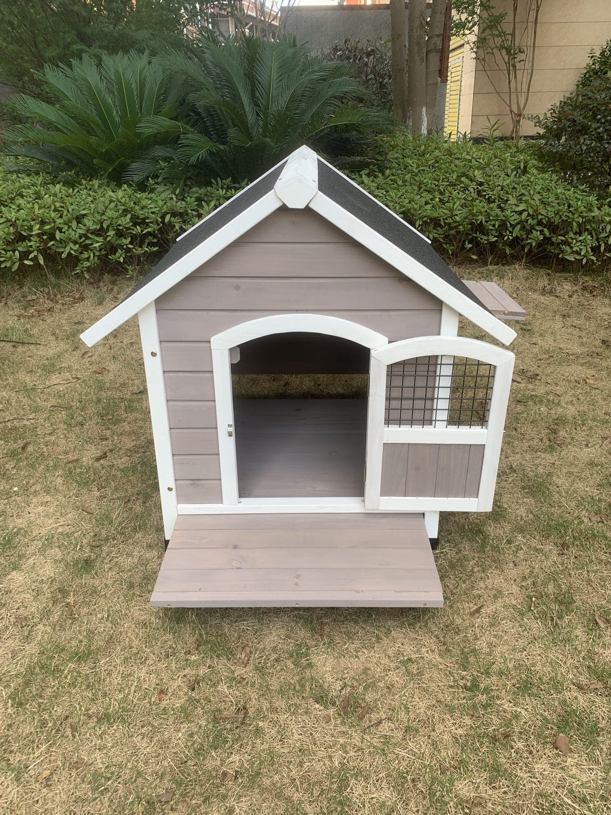 Spud Jax Petshop YES4PETS L Timber Pet Dog Kennel House Puppy Wooden Timber Cabin Grey Pet Care