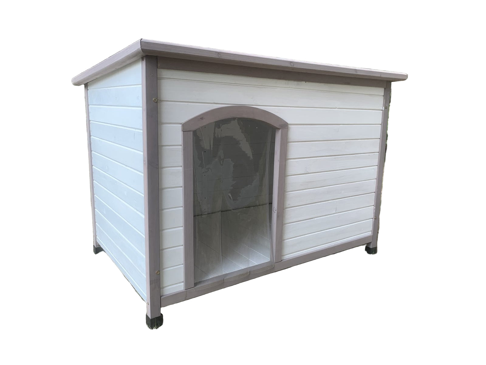 Spud Jax Petshop YES4PETS XL Timber Pet Dog Kennel House Puppy Wooden Timber Cabin With Stripe White Pet Care