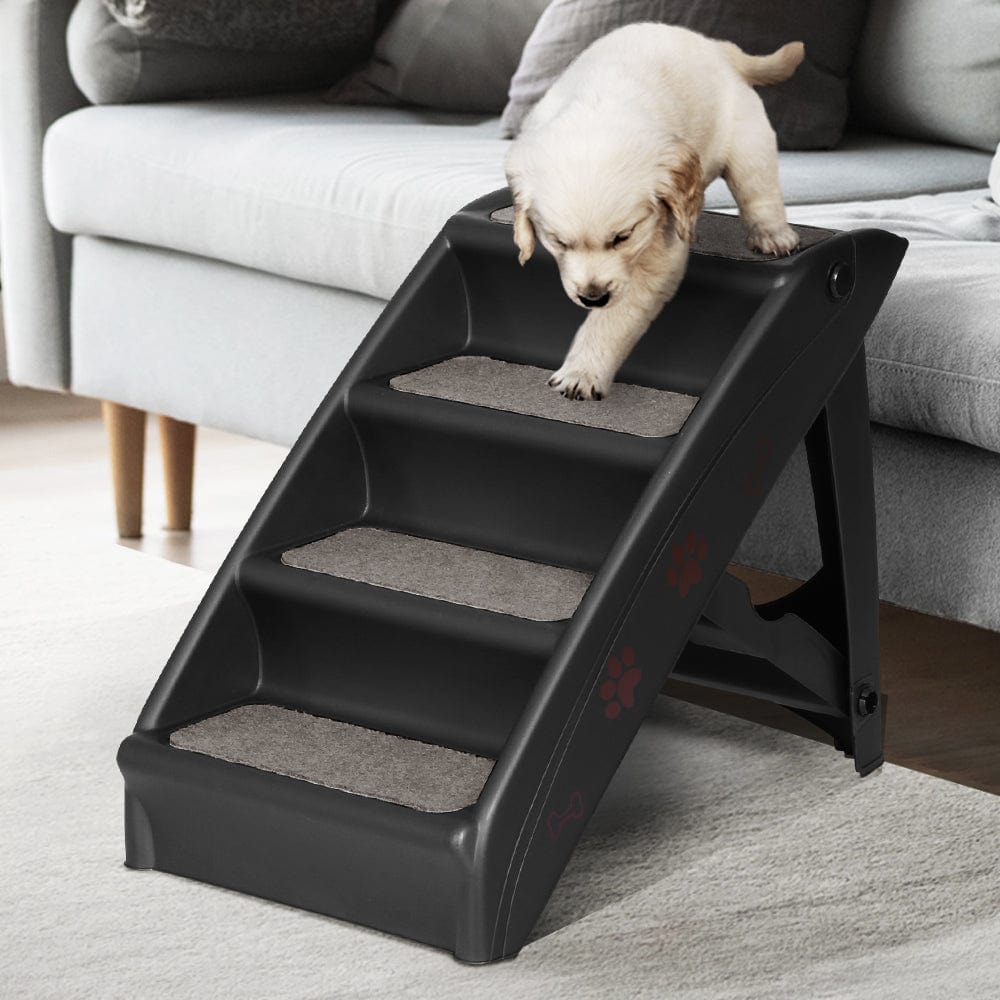 Spud Jax Petshop i.Pet Dog Ramp Steps For Bed Sofa Car Pet Stairs Ladder Portable Foldable Black Pet Care > Dog Supplies