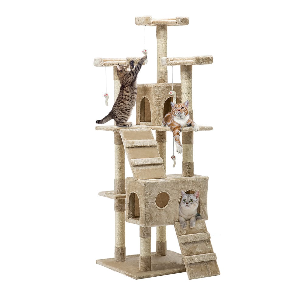 Spud Jax Petshop i.Pet Cat Tree 180cm Trees Scratching Post Scratcher Tower Condo House Furniture Wood Beige Pet Care