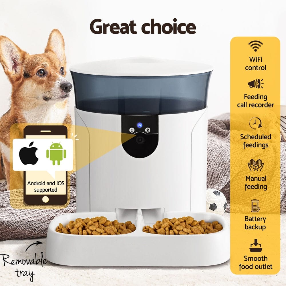 Spud Jax Petshop i.Pet Automatic Pet Feeder Dog Cat Camera Wifi Smart Food Dispenser Timer 7L APP Pet Care > Dog Supplies > Dog Bowls, Feeders & Waterers