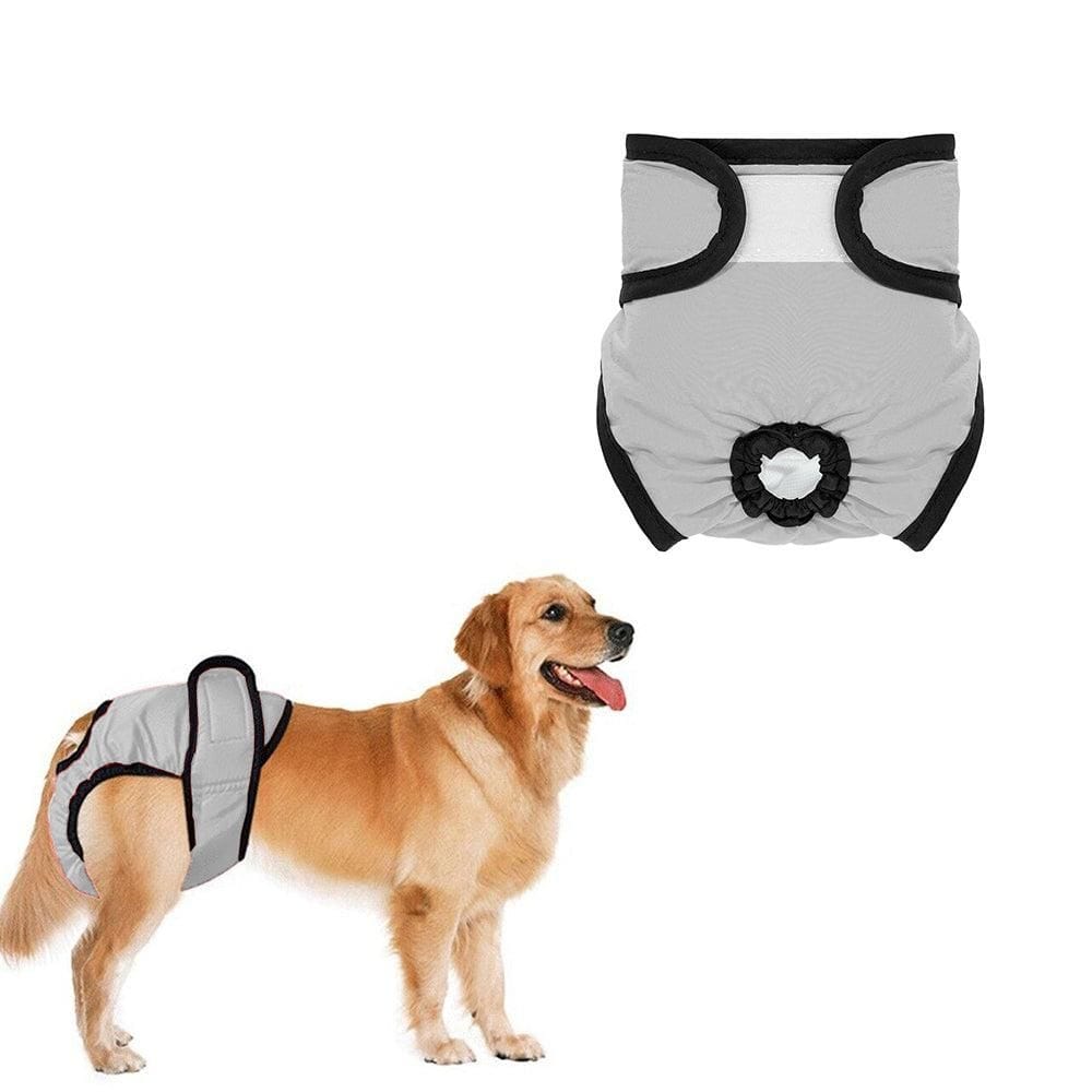 Washable Female Pet Nappy Diaper Dog Cat Physiological Pants Gray - L