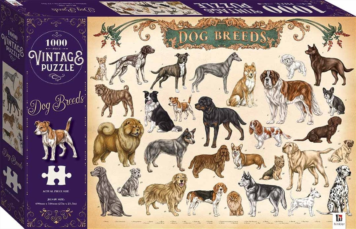 Spud Jax Petshop Vintage Puzzle - Dog Breeds 1000 Piece Puzzle Gift & Novelty > Games > Jigsaw Puzzles & Accessories