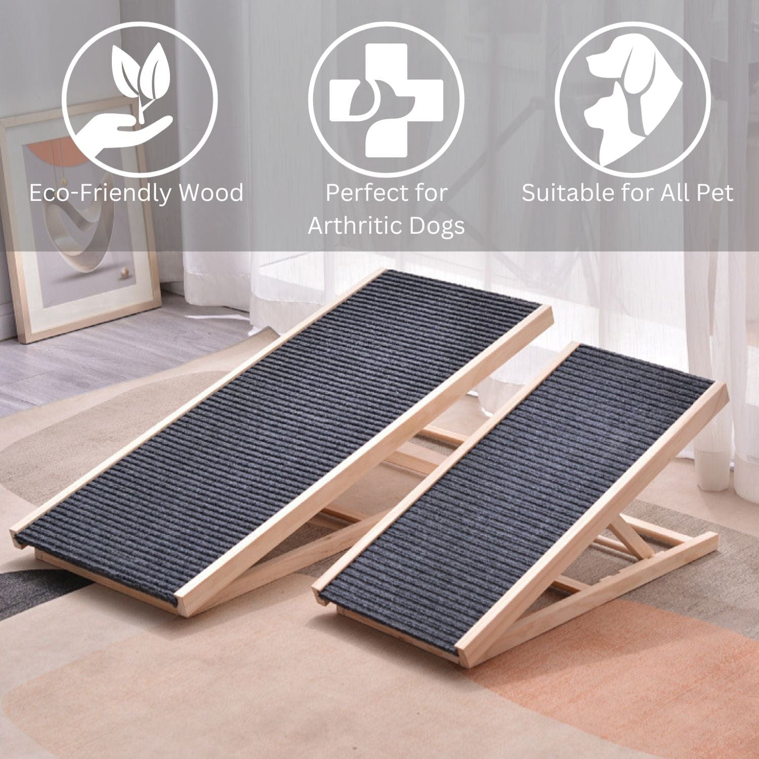 Spud Jax Petshop FLOOFI Wooden Adjustable Pet Ramp (100x45x9.5cm) Pet Care > Dog Supplies